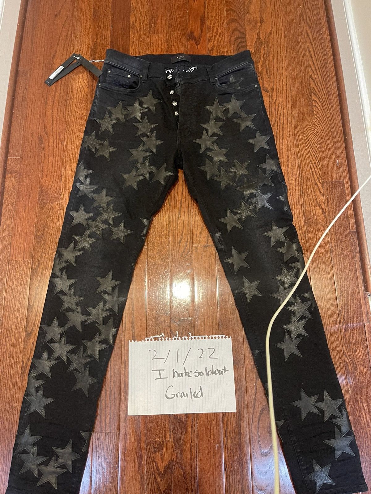 Amiri Chemist Leather Denim Jeans