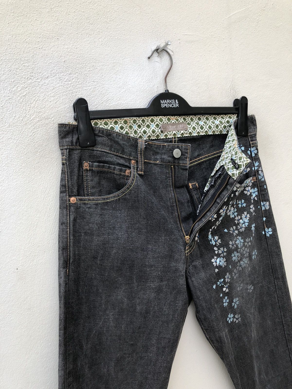 Vintage Hiromichi Nakano Made in Japan Printed Flower Denim Size US 31 - 9 Thumbnail