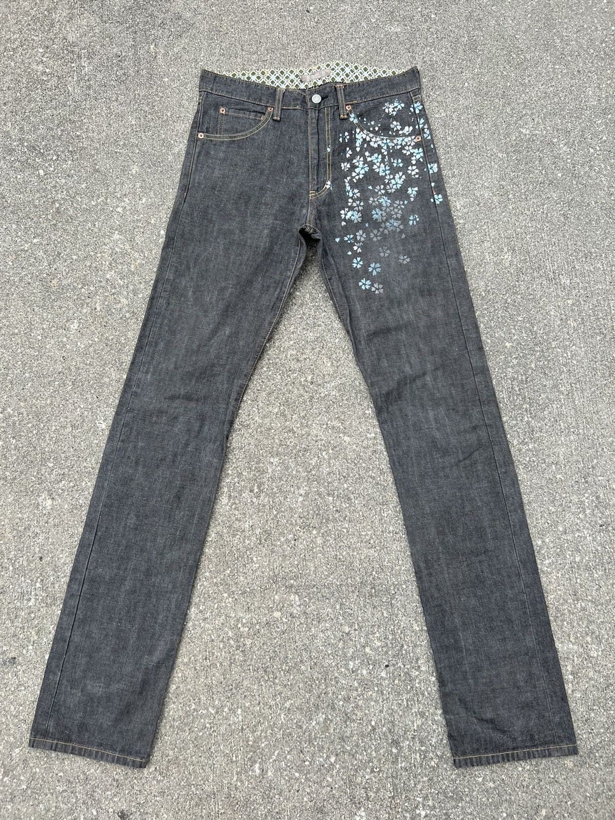 Vintage Hiromichi Nakano Made in Japan Printed Flower Denim Size US 31 - 1 Thumbnail