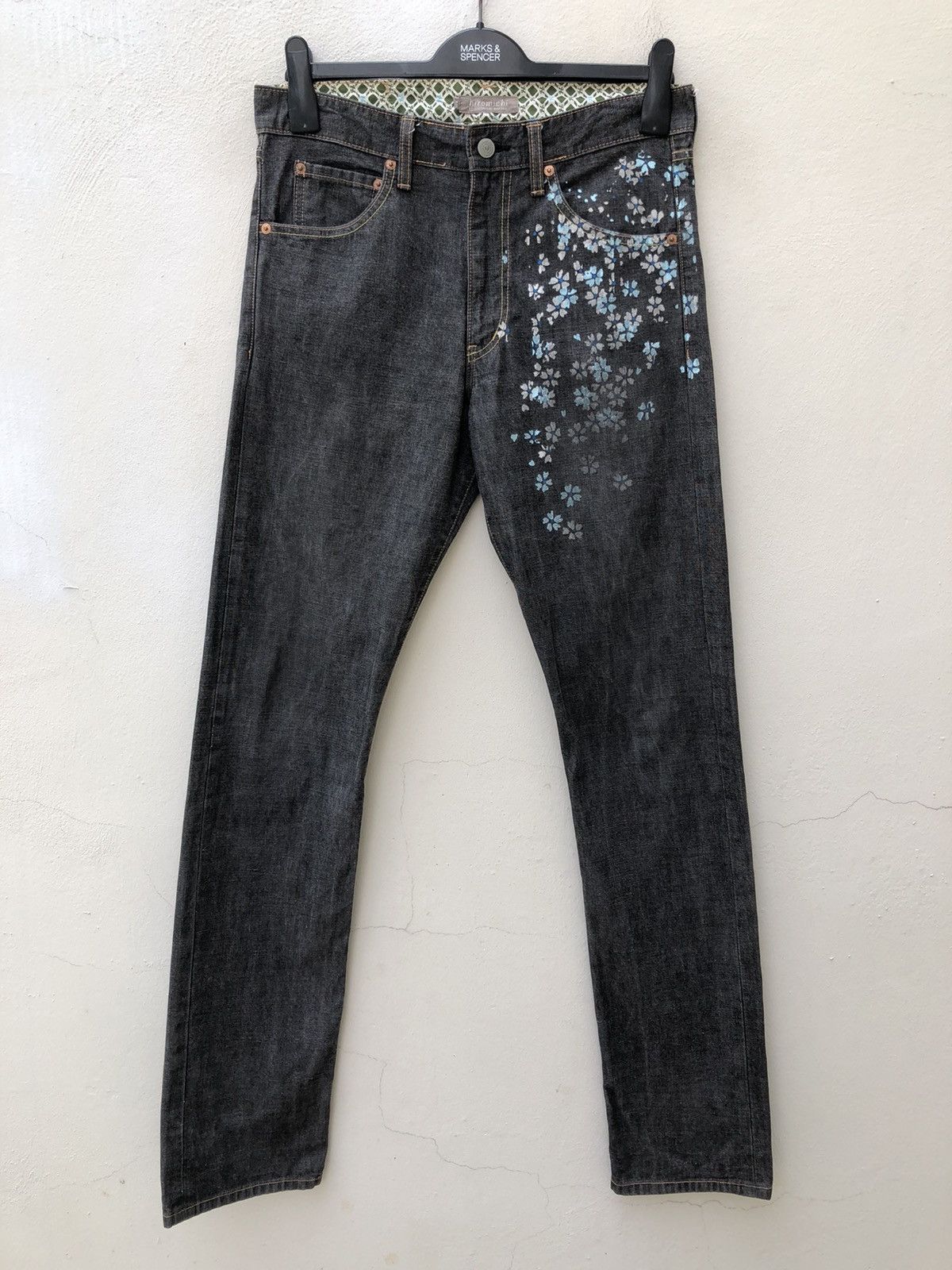 Vintage Hiromichi Nakano Made in Japan Printed Flower Denim Size US 31 - 6 Thumbnail