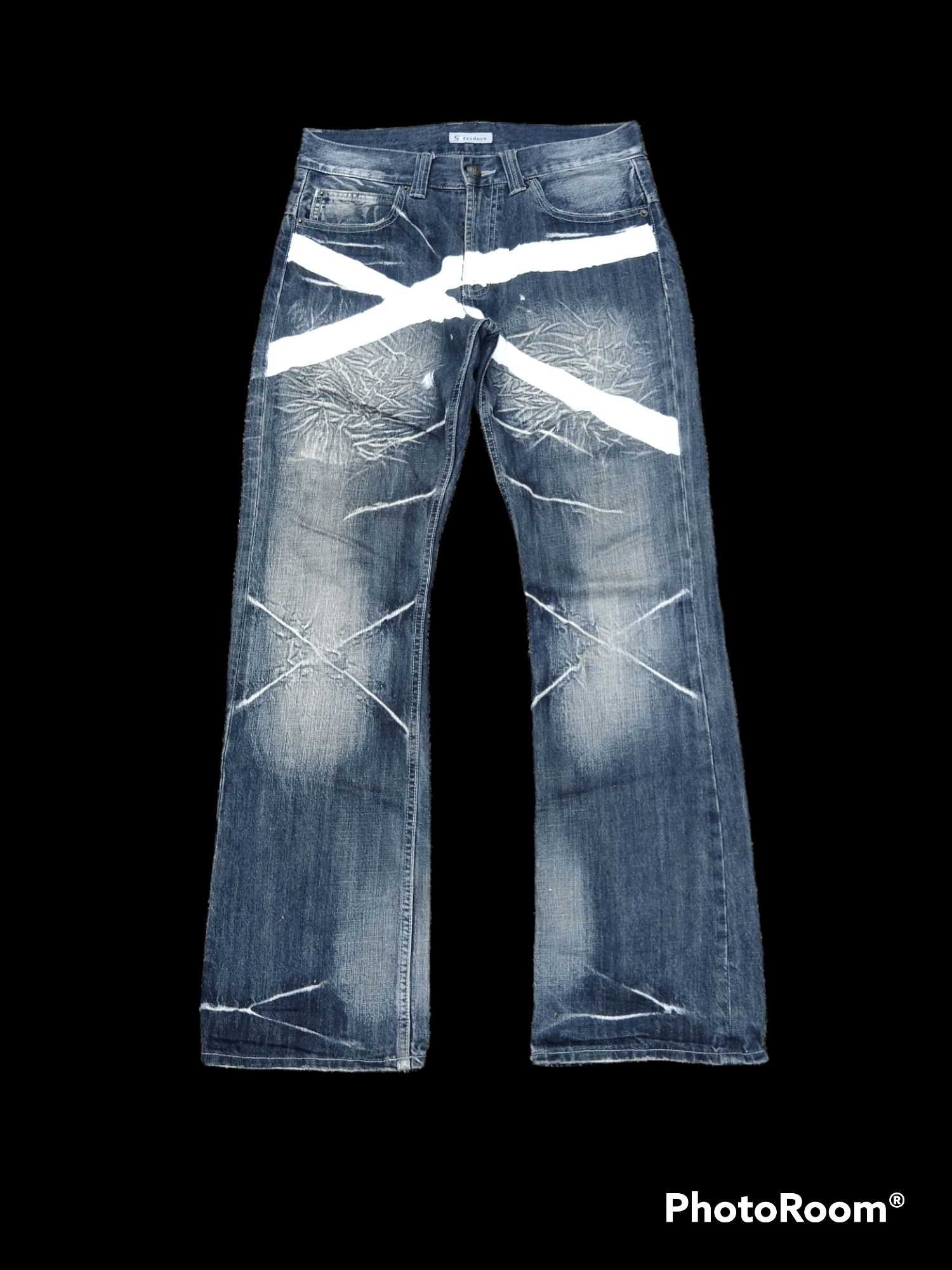 image of Avant Garde x Hype Super Sick Crossbone Sorridere Denim Pants in Washed Blue, Men's (Size 31)