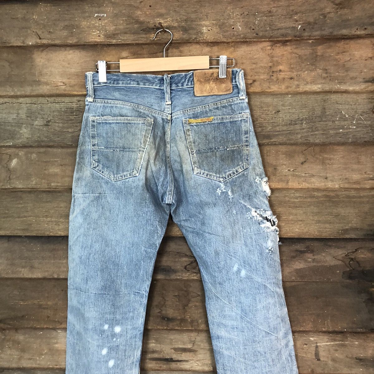 Japanese Brand Canton X West vintage Blue Distressed Denim Pants #119B Size US 27 - 10 Thumbnail