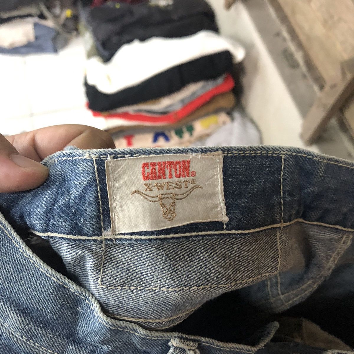 Japanese Brand Canton X West vintage Blue Distressed Denim Pants #119B Size US 27 - 16 Thumbnail