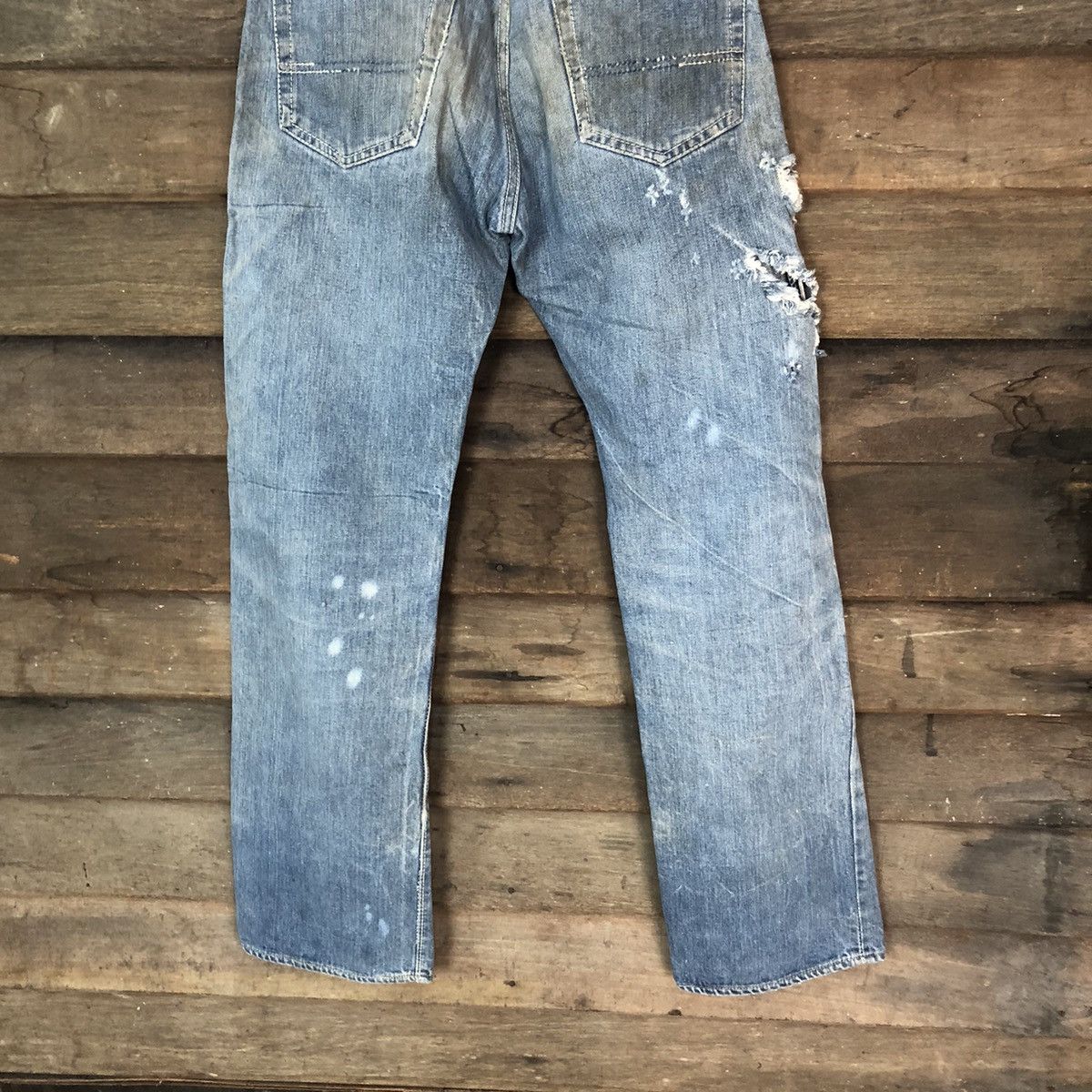 Japanese Brand Canton X West vintage Blue Distressed Denim Pants #119B Size US 27 - 11 Thumbnail