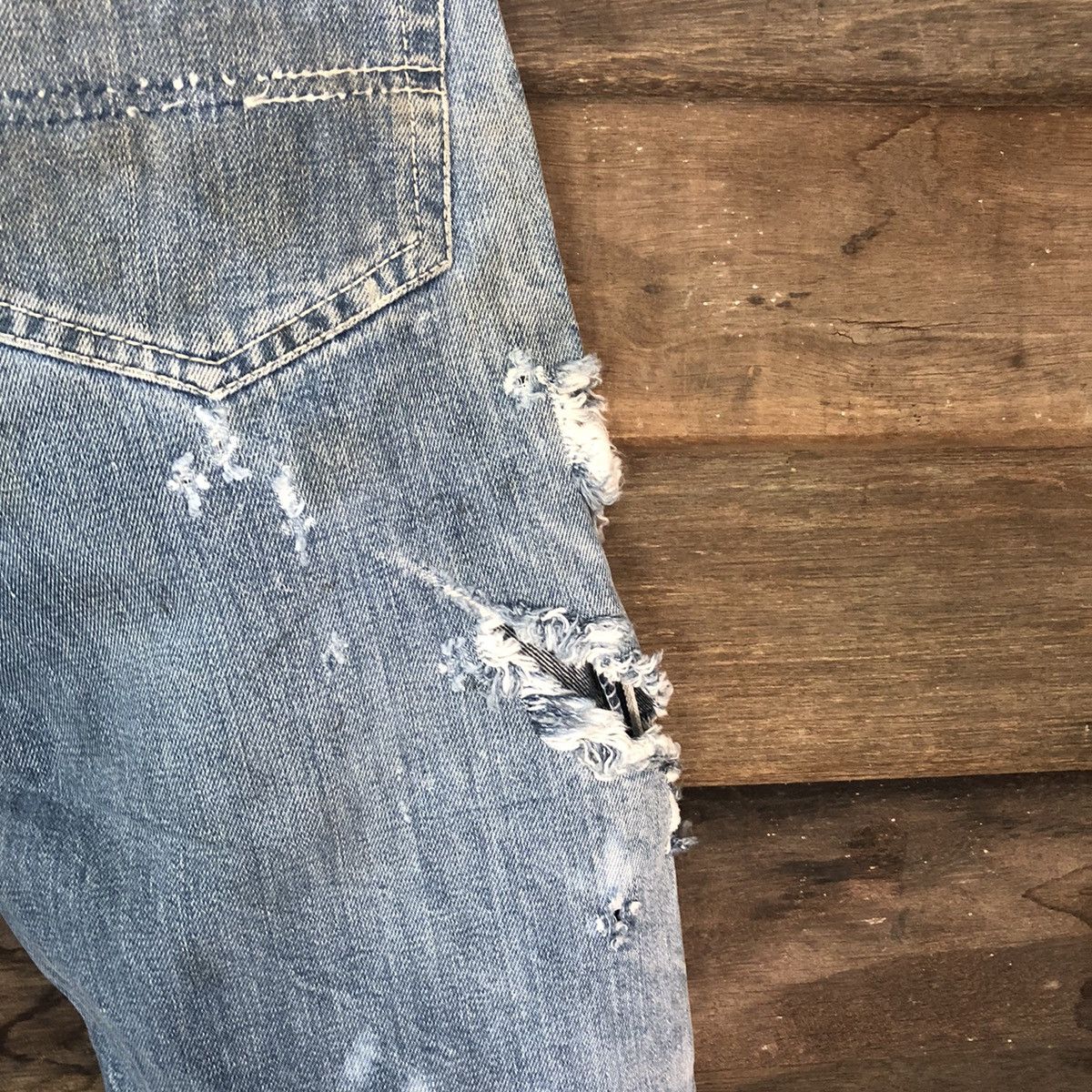 Japanese Brand Canton X West vintage Blue Distressed Denim Pants #119B Size US 27 - 14 Thumbnail