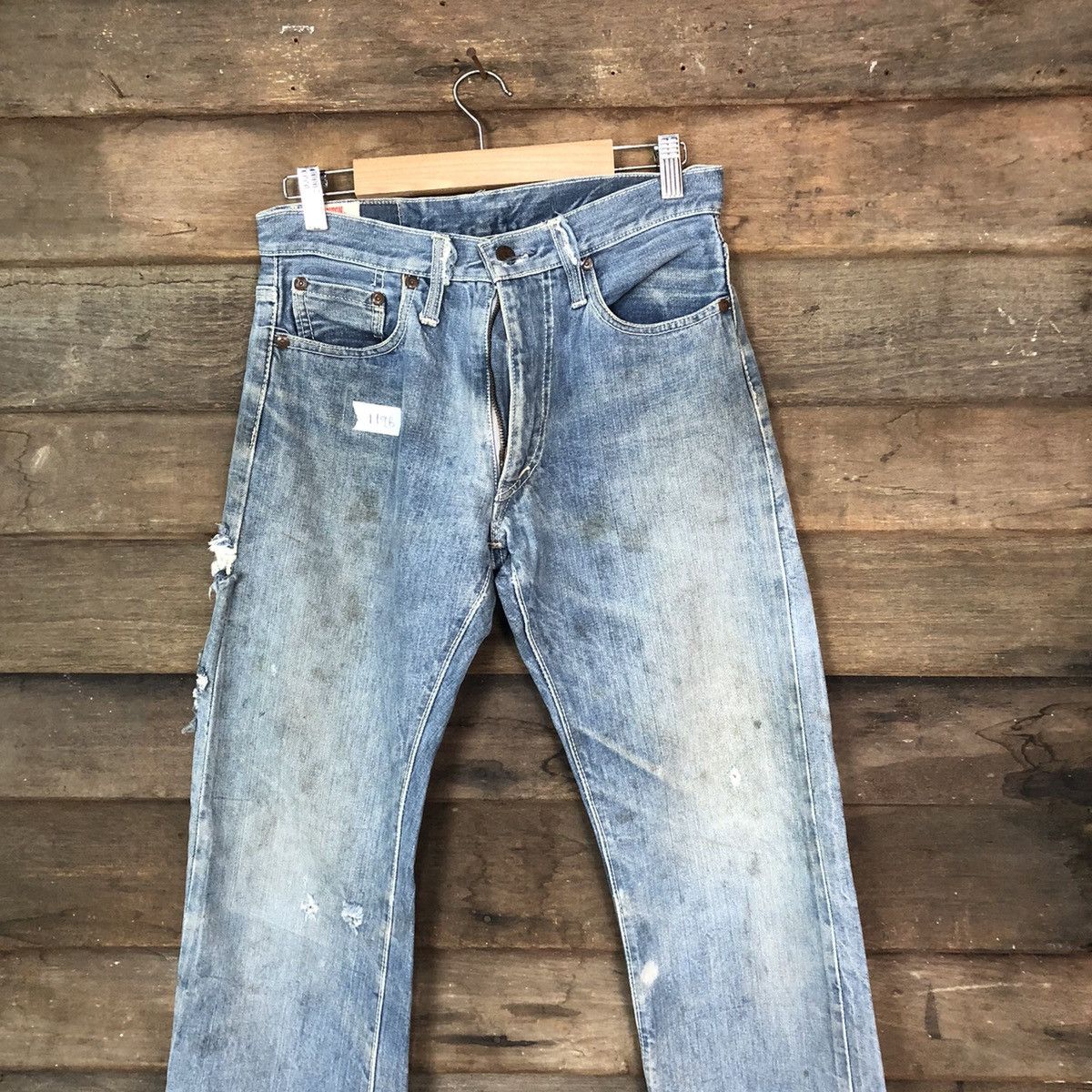Japanese Brand Canton X West vintage Blue Distressed Denim Pants #119B Size US 27 - 2 Thumbnail