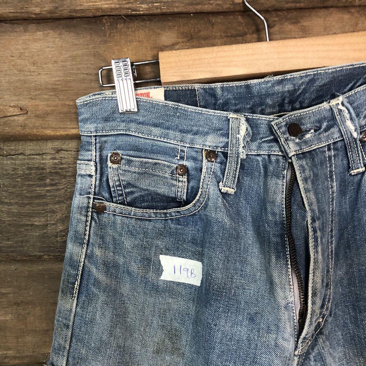 Japanese Brand Canton X West vintage Blue Distressed Denim Pants #119B Size US 27 - 4 Thumbnail