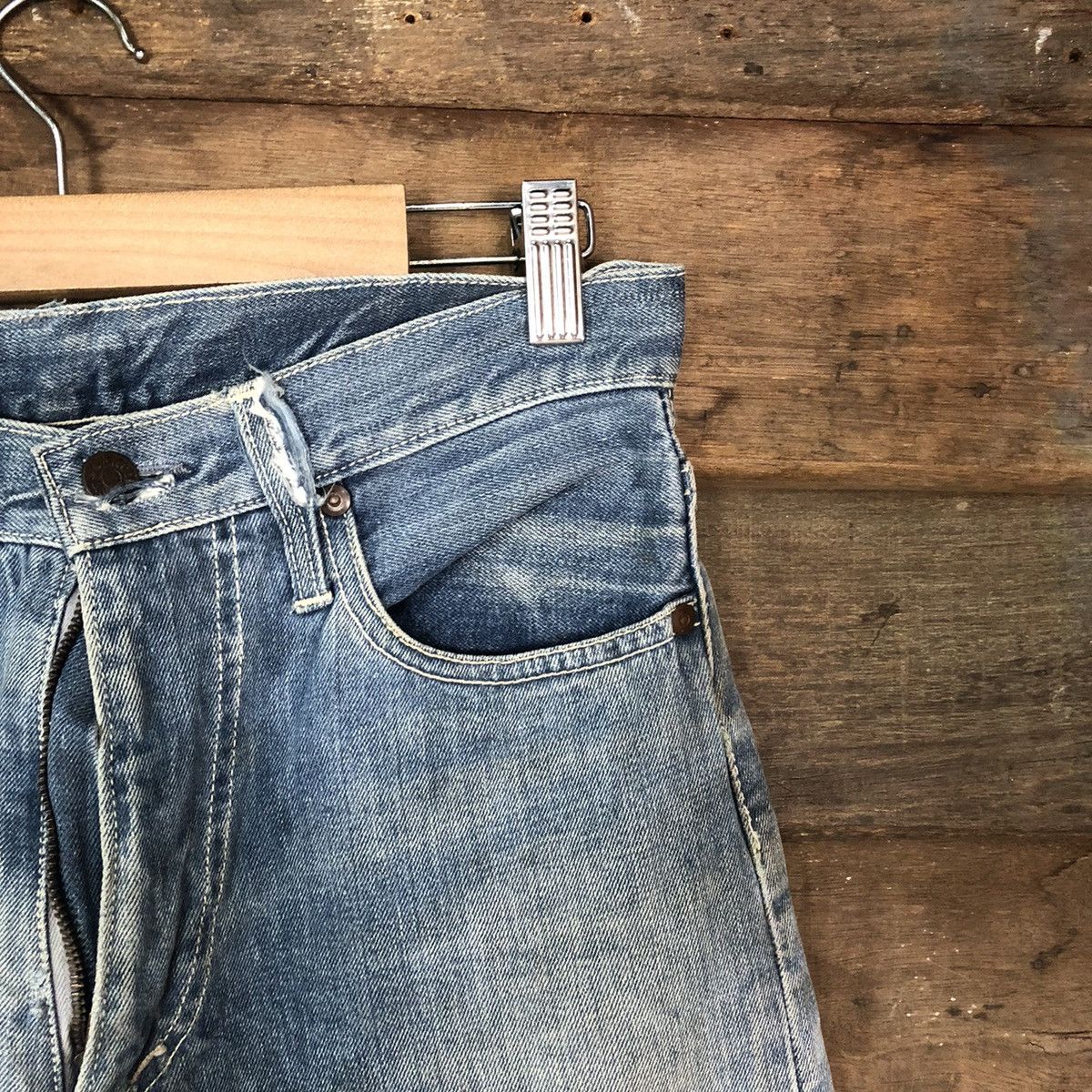 Japanese Brand Canton X West vintage Blue Distressed Denim Pants #119B Size US 27 - 5 Thumbnail