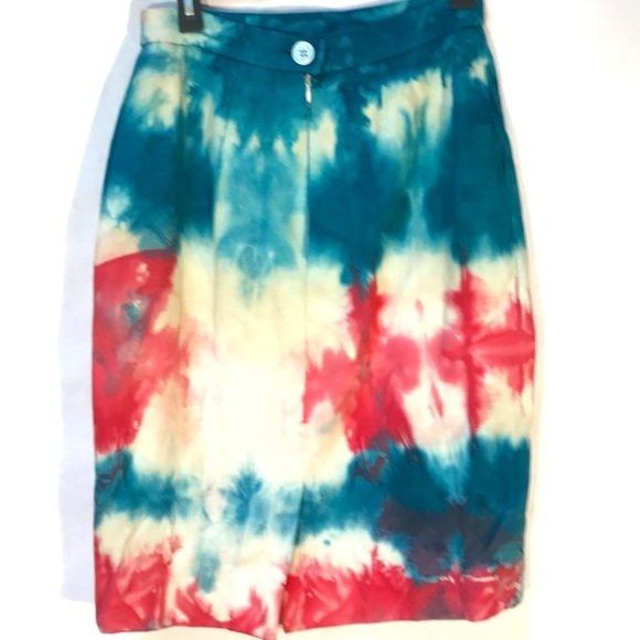 Hermes HERMES Size 2 Cotton Pencil Tie Dye Midi COuture Size 26" / US 2 / IT 38 - 3 Thumbnail