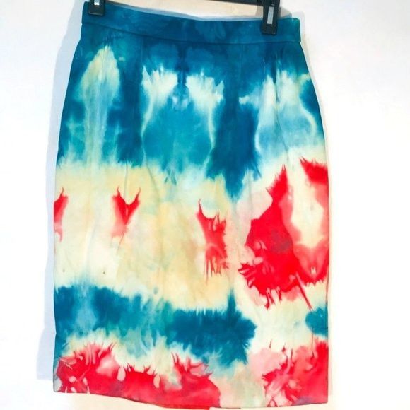 Hermes HERMES Size 2 Cotton Pencil Tie Dye Midi COuture Size 26" / US 2 / IT 38 - 1 Thumbnail