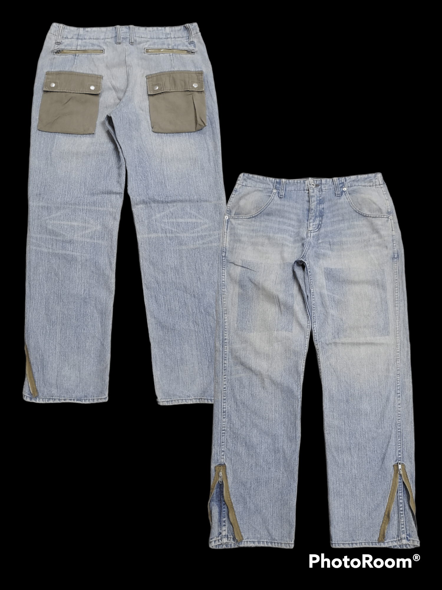 Japanese Brand Bondage🔥TTU Faded Blue Ankle Zipper Distressed Denim Pants⚡ Size US 33 - 1 Thumbnail