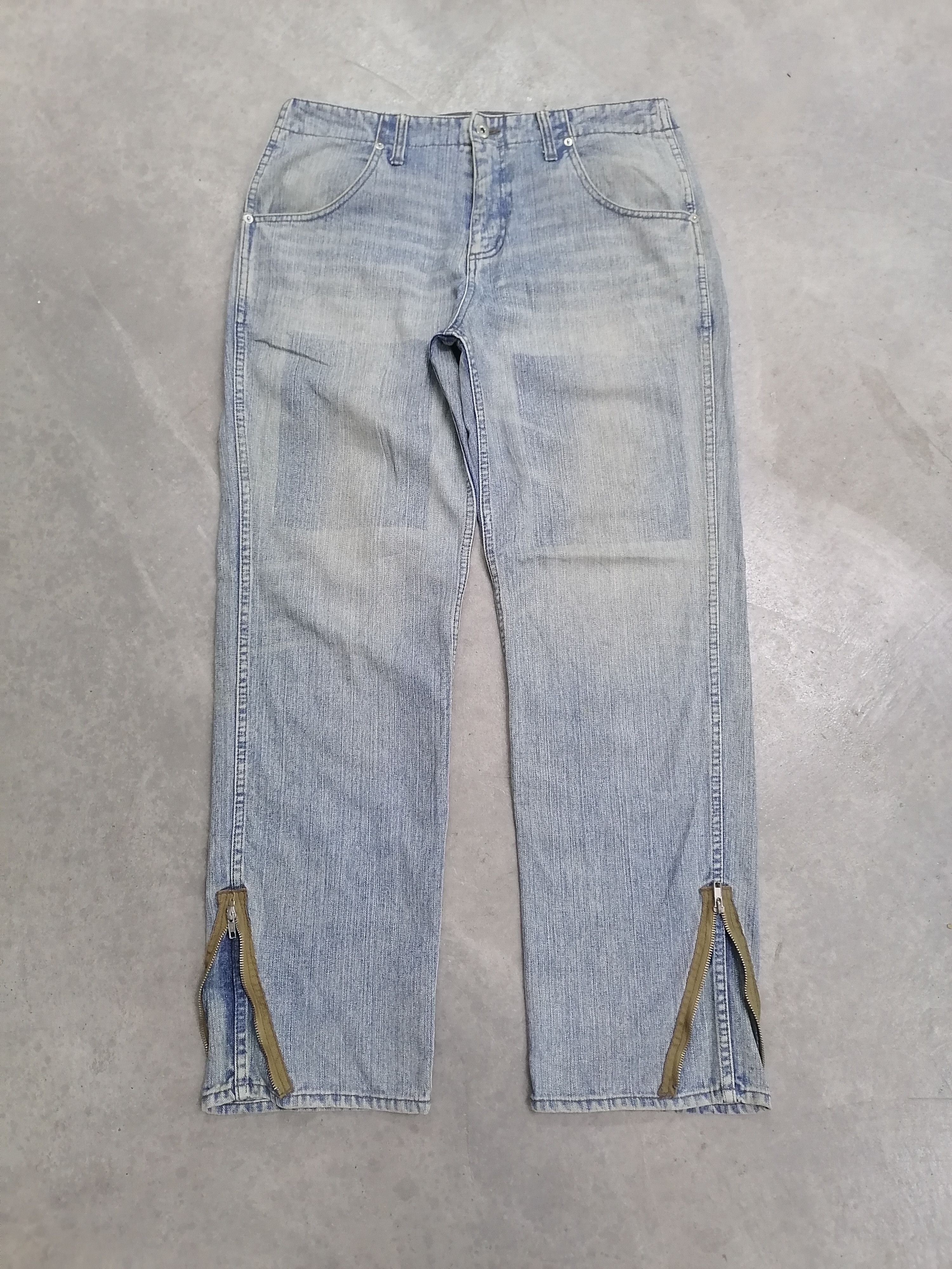 Japanese Brand Bondage🔥TTU Faded Blue Ankle Zipper Distressed Denim Pants⚡ Size US 33 - 2 Thumbnail