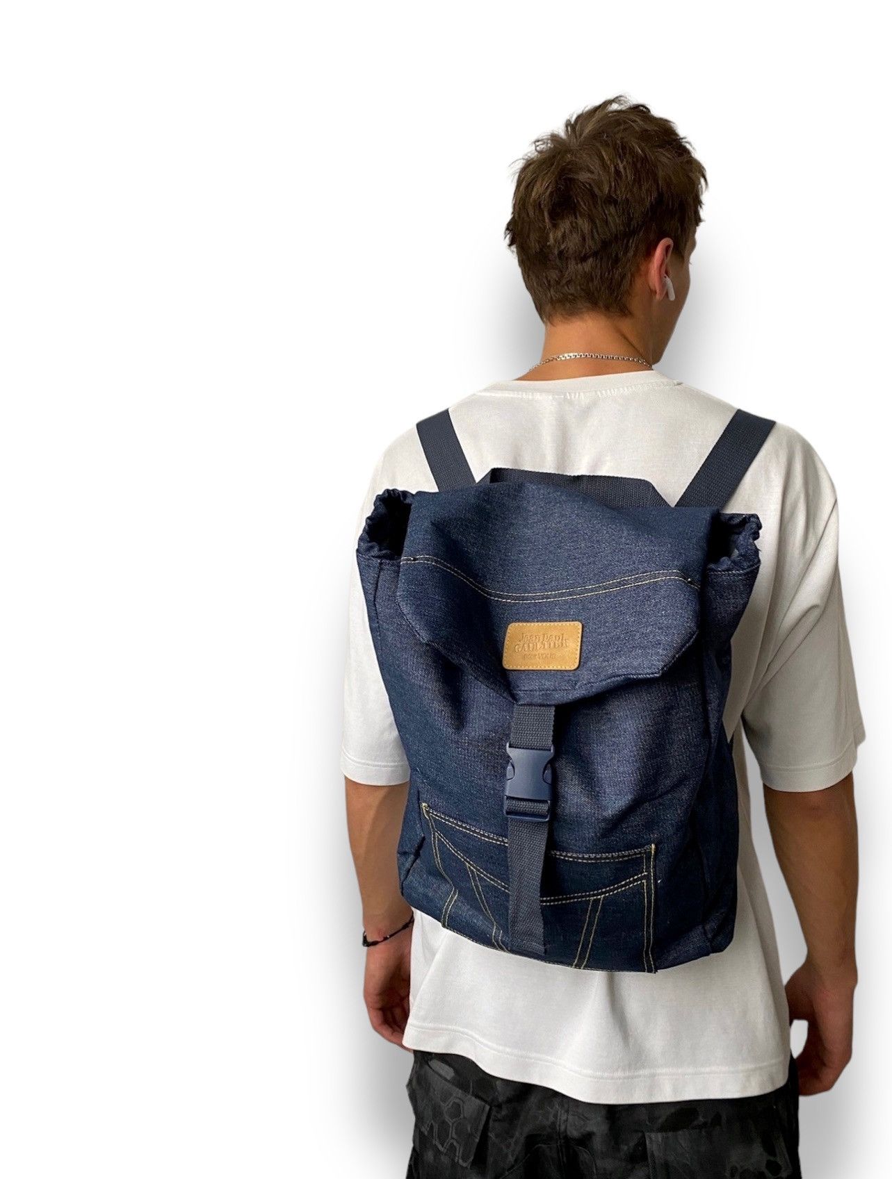 Jean Paul Gaultier Jean Paul Gaultier Pour Vous Navy Denim Backpack Size ONE SIZE - 1 Thumbnail