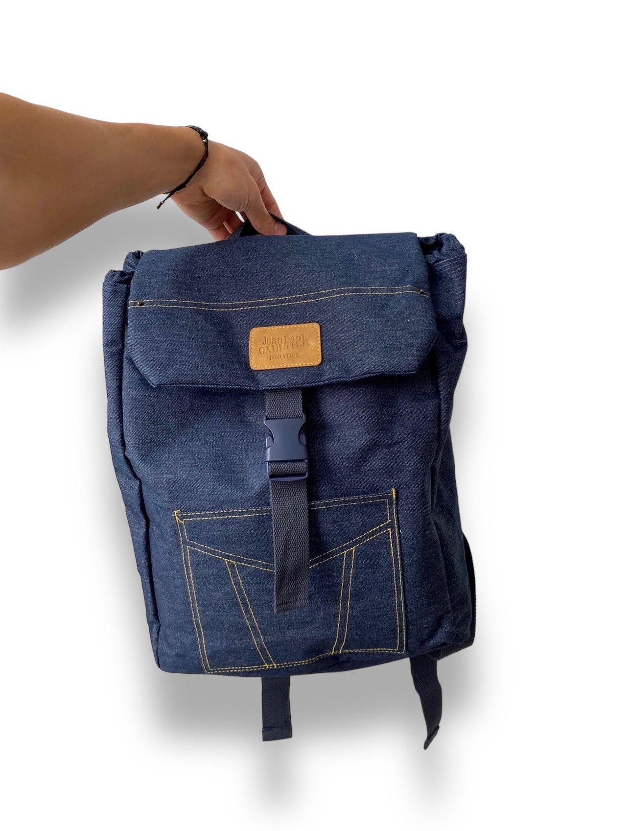 Jean Paul Gaultier Jean Paul Gaultier Pour Vous Navy Denim Backpack Size ONE SIZE - 3 Thumbnail