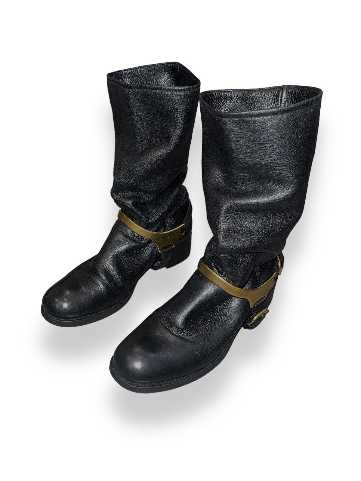Prada AW10 Prada Black Hi-Top Leather Riding Boots Size US 7.5 / IT 37.5 - 2 Thumbnail