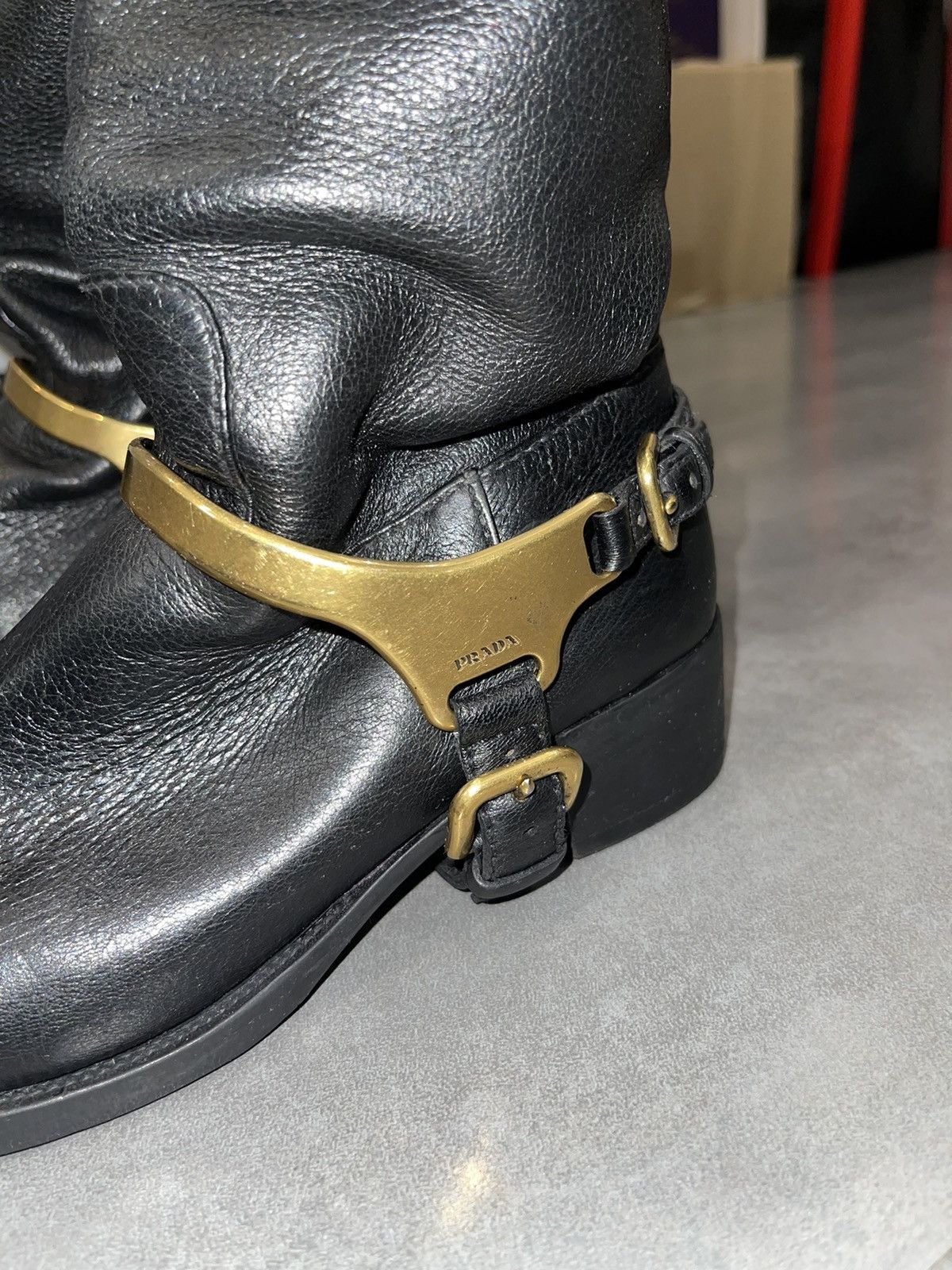 Prada AW10 Prada Black Hi-Top Leather Riding Boots Size US 7.5 / IT 37.5 - 14 Thumbnail