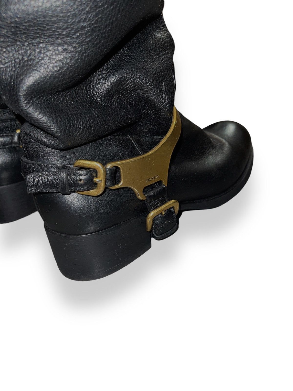 Prada AW10 Prada Black Hi-Top Leather Riding Boots Size US 7.5 / IT 37.5 - 13 Thumbnail