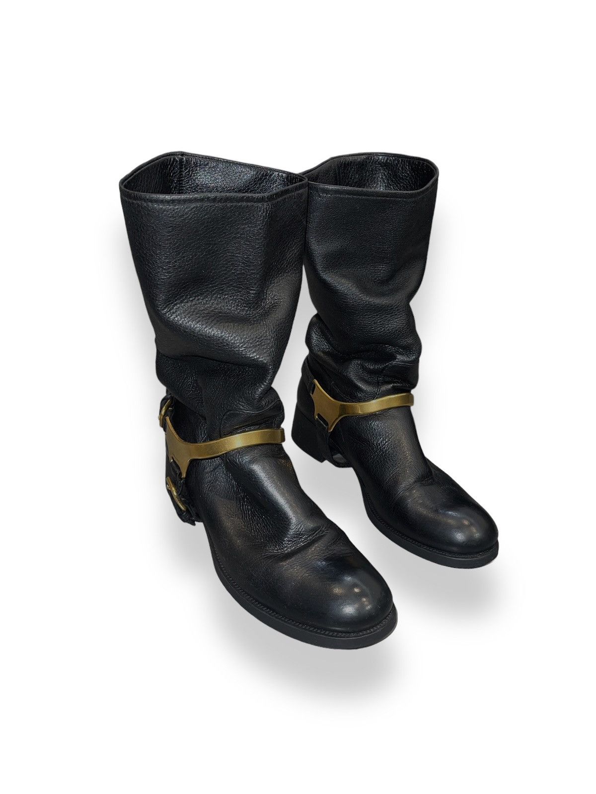 Prada AW10 Prada Black Hi-Top Leather Riding Boots Size US 7.5 / IT 37.5 - 1 Thumbnail