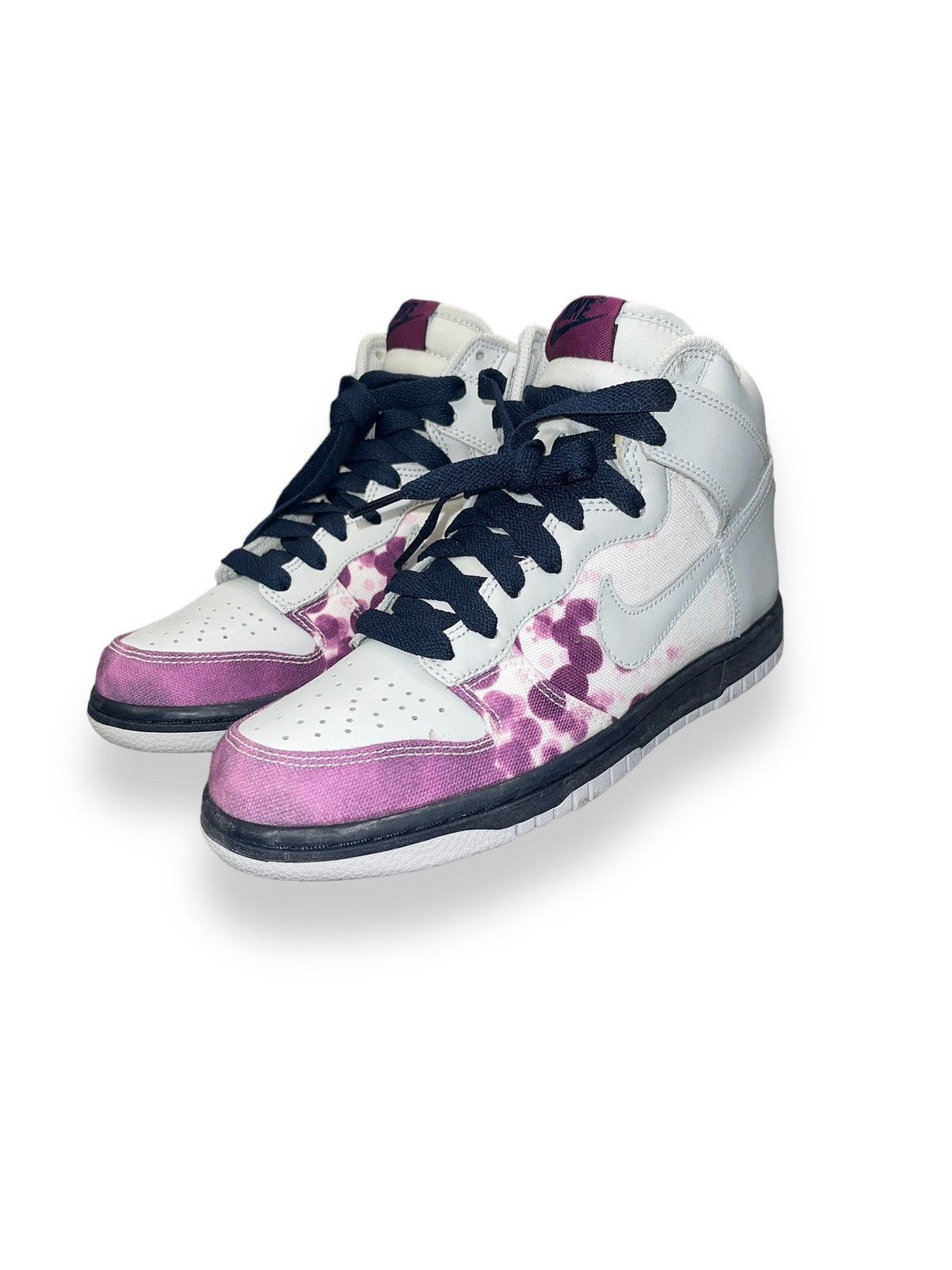 image of Nike Dunk High Painting Blotting Pack Hi-Top Sneakers in Grey/Red/Plum, Women's (Size 7)