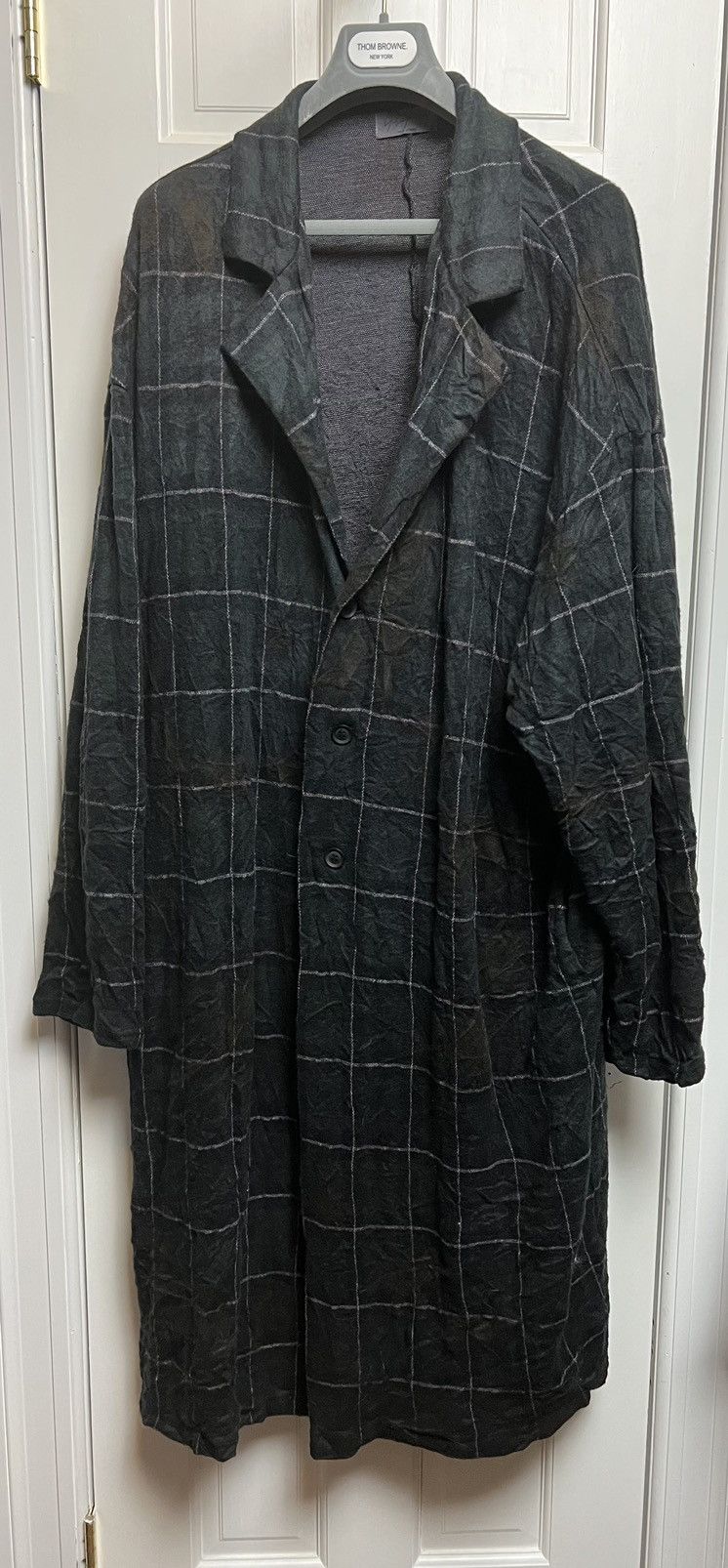 image of Yohji Yamamoto YYPH Aw20 Oversized Single-Breasted Coat In Grey 3, Men's (Size Medium)