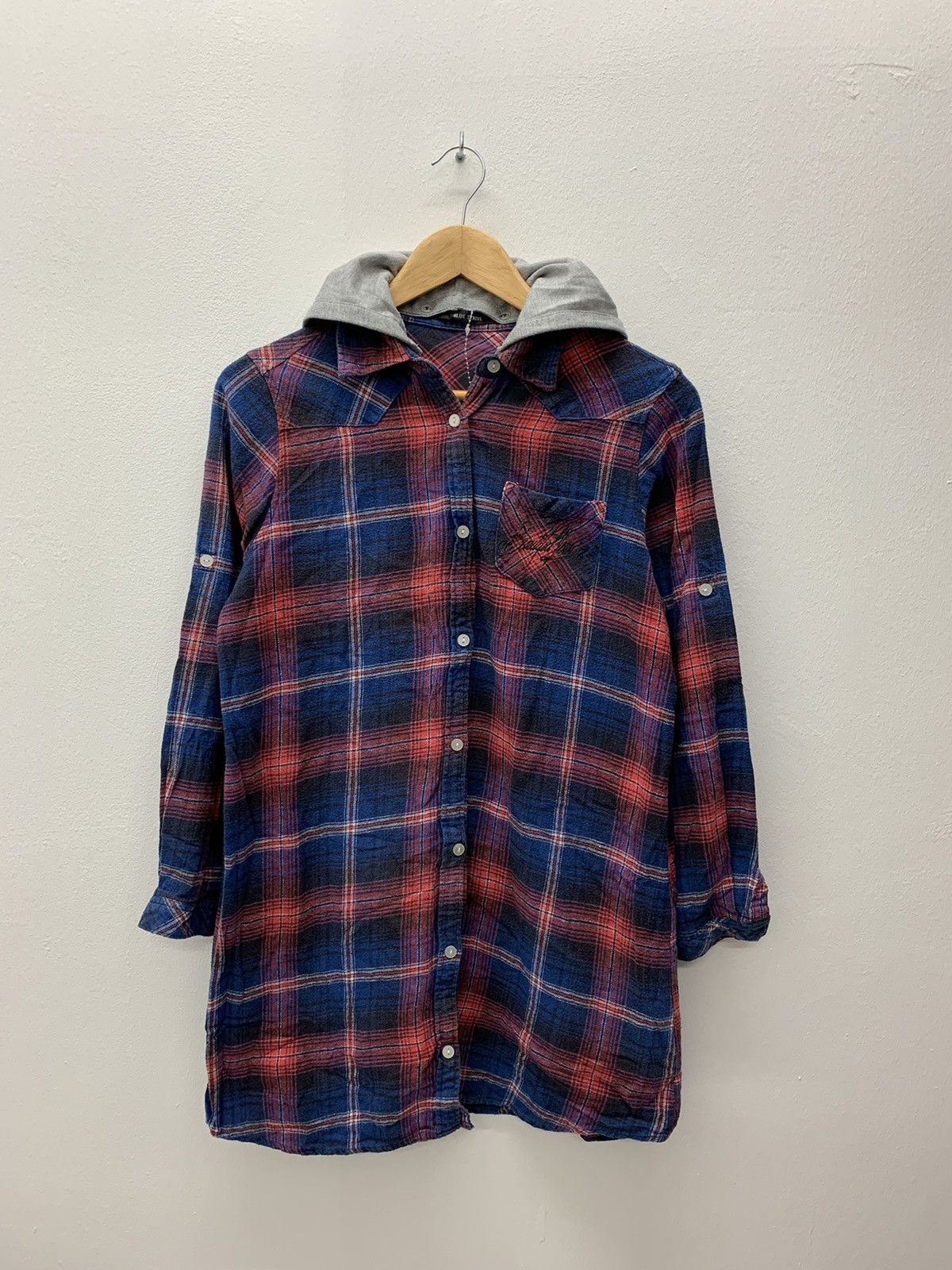 JapaneseBrand Blue Strive Hoodie Flannel Shirt