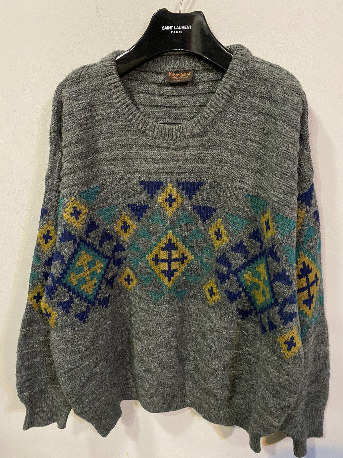 Yves Saint Laurent 90s Wool YSL Sweater Soft Grey Vintage Yves Saint Laurent Size US XL / EU 56 / 4 - 2 Thumbnail