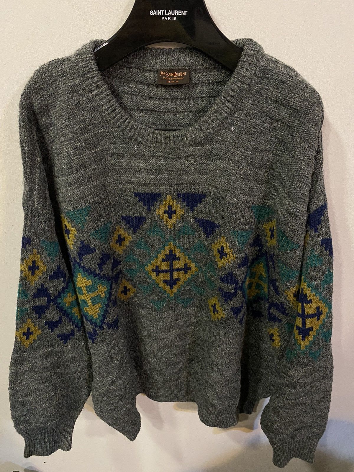 Yves Saint Laurent 90s Wool YSL Sweater Soft Grey Vintage Yves Saint Laurent Size US XL / EU 56 / 4 - 4 Thumbnail