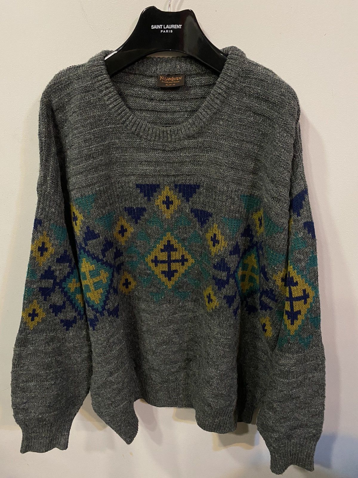 Yves Saint Laurent 90s Wool YSL Sweater Soft Grey Vintage Yves Saint Laurent Size US XL / EU 56 / 4 - 9 Thumbnail