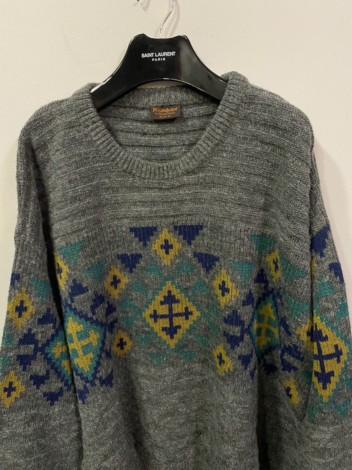 Yves Saint Laurent 90s Wool YSL Sweater Soft Grey Vintage Yves Saint Laurent Size US XL / EU 56 / 4 - 12 Thumbnail