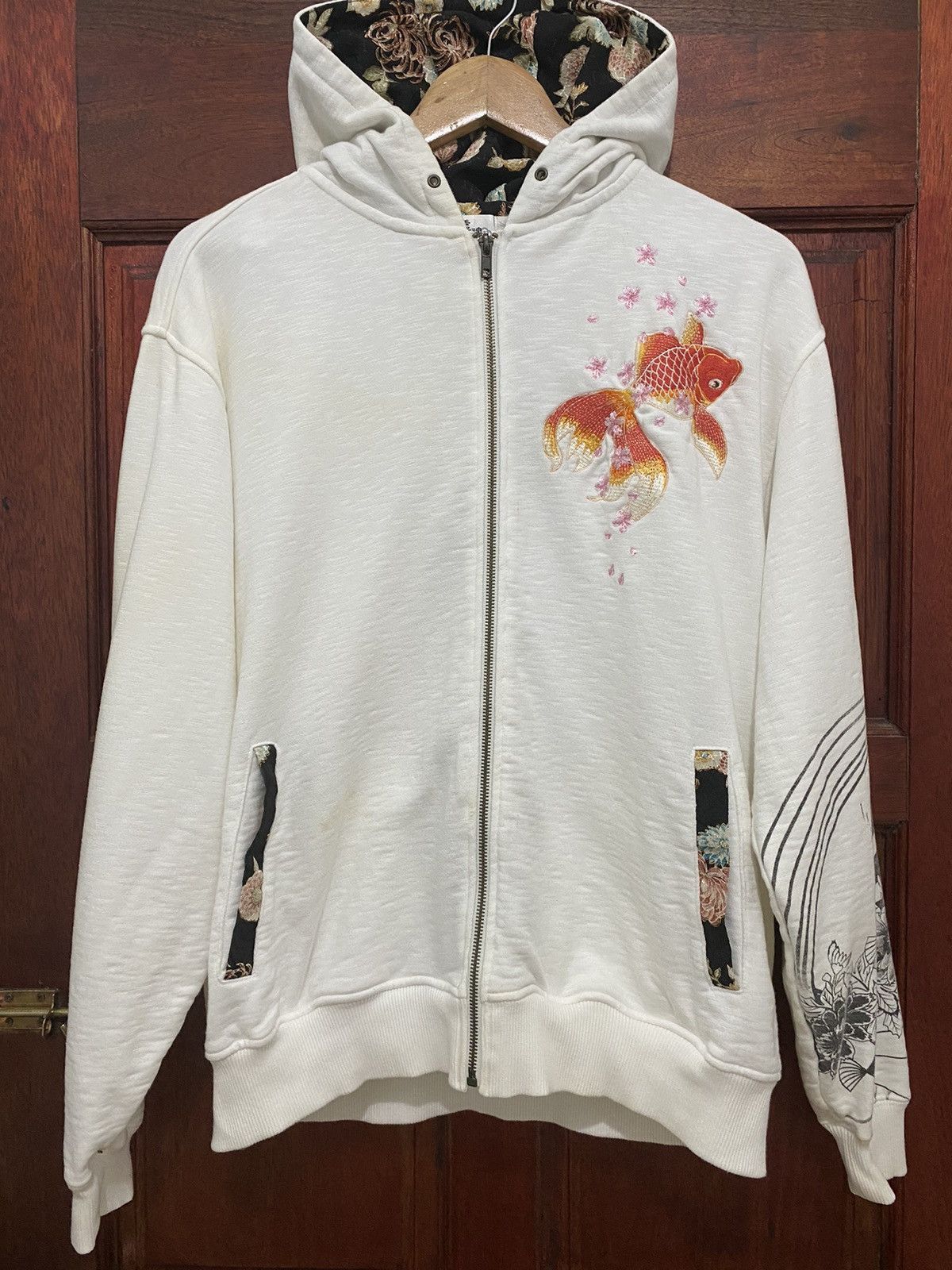 Japanese Brand 🔥Vintage Karakuri Tamashii Embroidery Fish Koi Sweatshirt Size US L / EU 52-54 / 3 - 2 Thumbnail