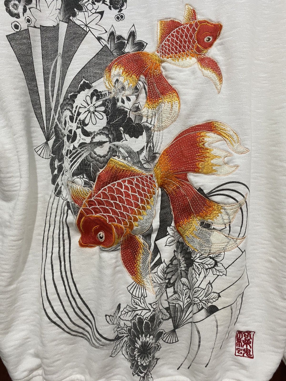 Japanese Brand 🔥Vintage Karakuri Tamashii Embroidery Fish Koi Sweatshirt Size US L / EU 52-54 / 3 - 4 Thumbnail