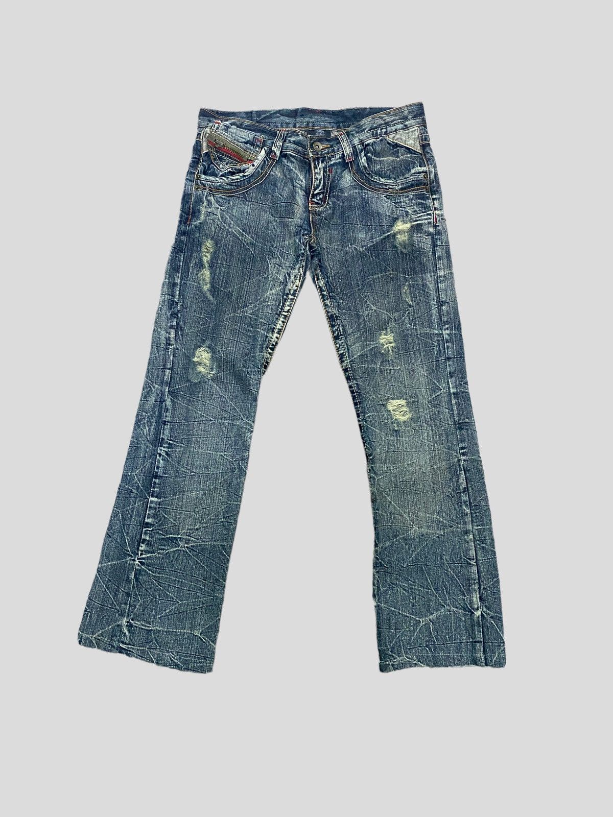 Pre-owned Vintage Semantic Design Distressed Denim Low Rise Denim In Blue