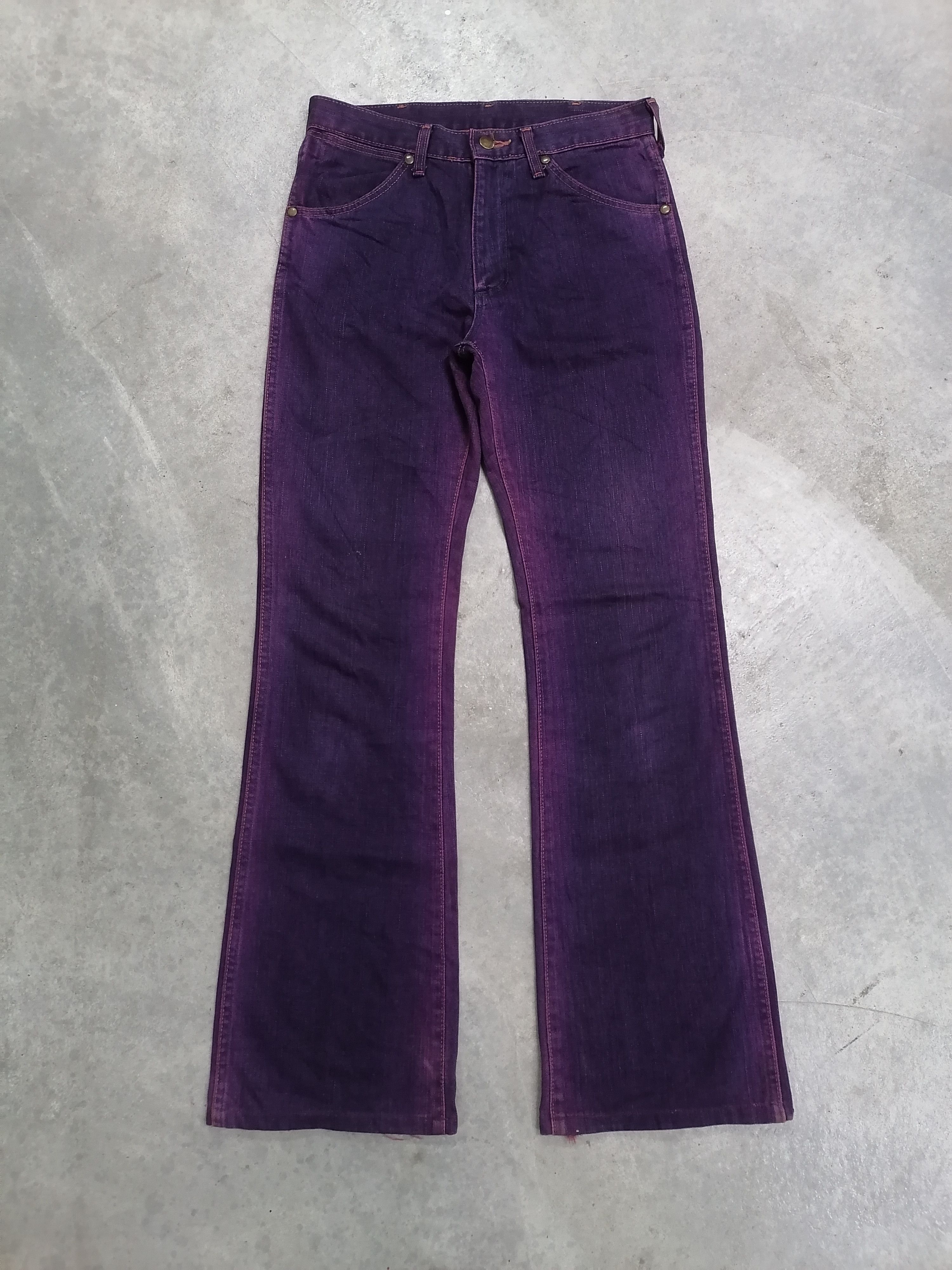 20471120 × Japanese Brand FLARED🔥Vintage Wrangler Purple Distressed Denim Pants⚡⚡⚡ Size US 29 - 2 Thumbnail