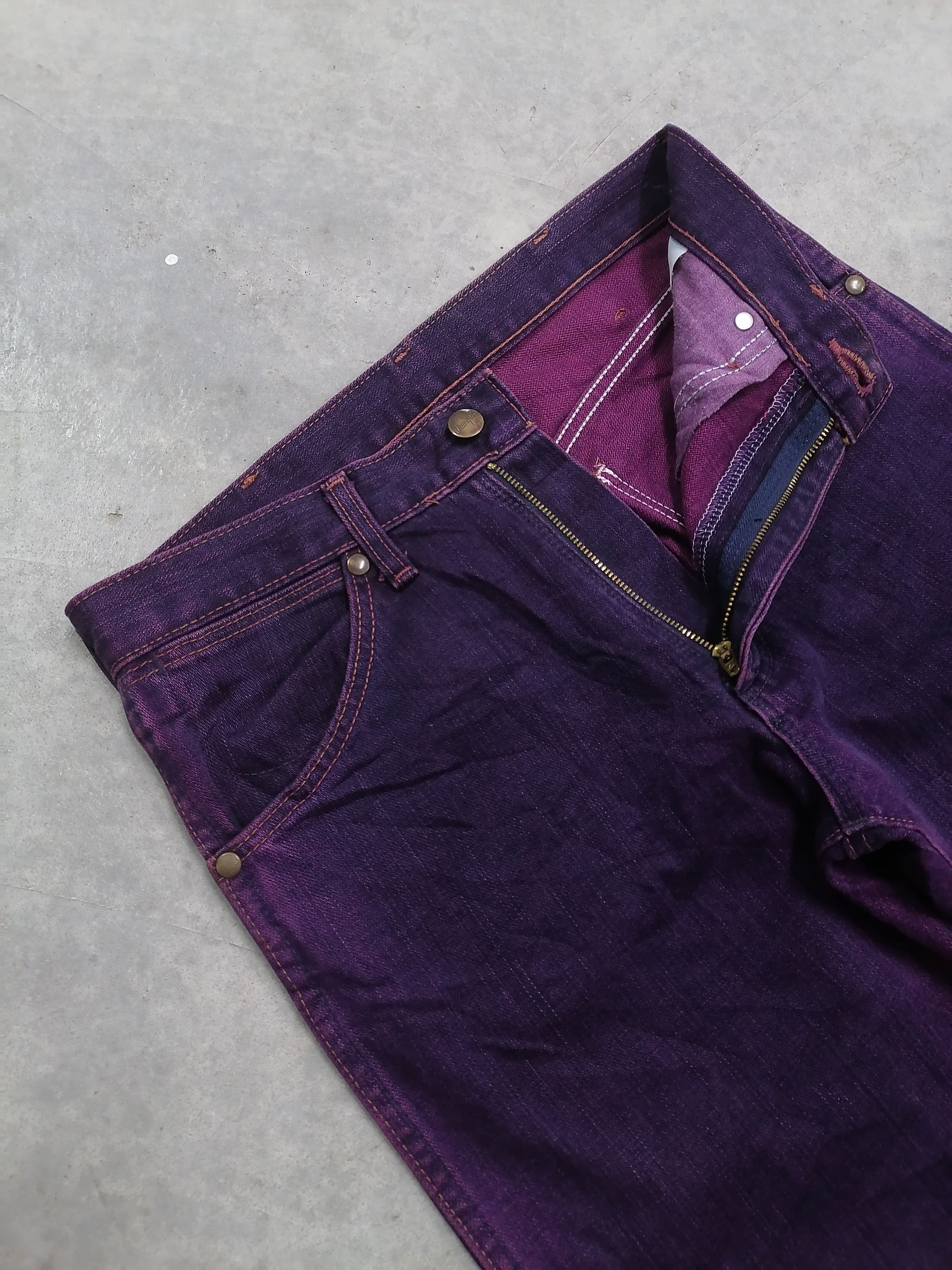 20471120 × Japanese Brand FLARED🔥Vintage Wrangler Purple Distressed Denim Pants⚡⚡⚡ Size US 29 - 4 Thumbnail