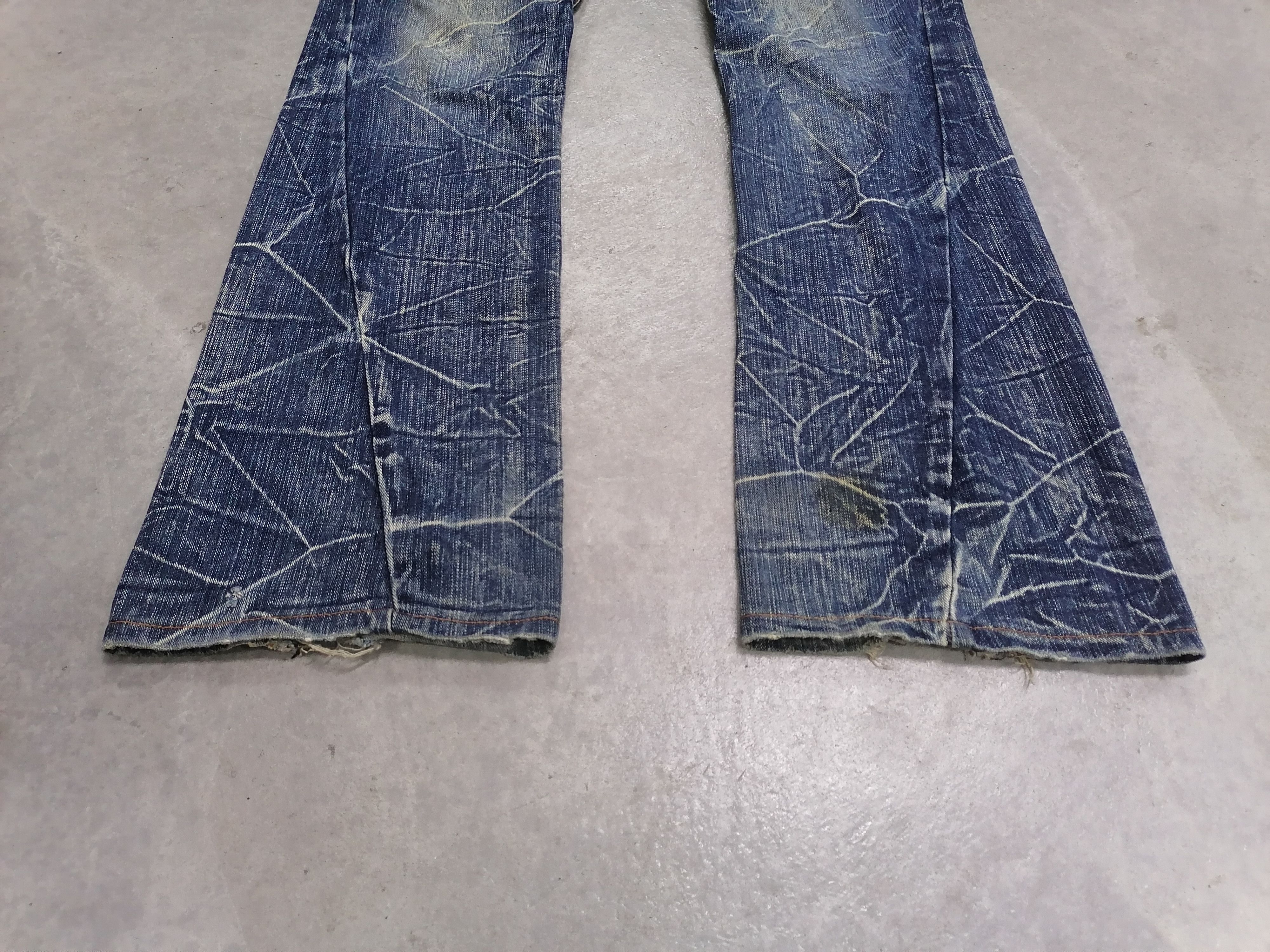 Japanese Brand FLARED TWIST🔥Nylaus Crack Wash Distressed Denim Pants⚡⚡⚡ Size US 30 / EU 46 - 3 Thumbnail