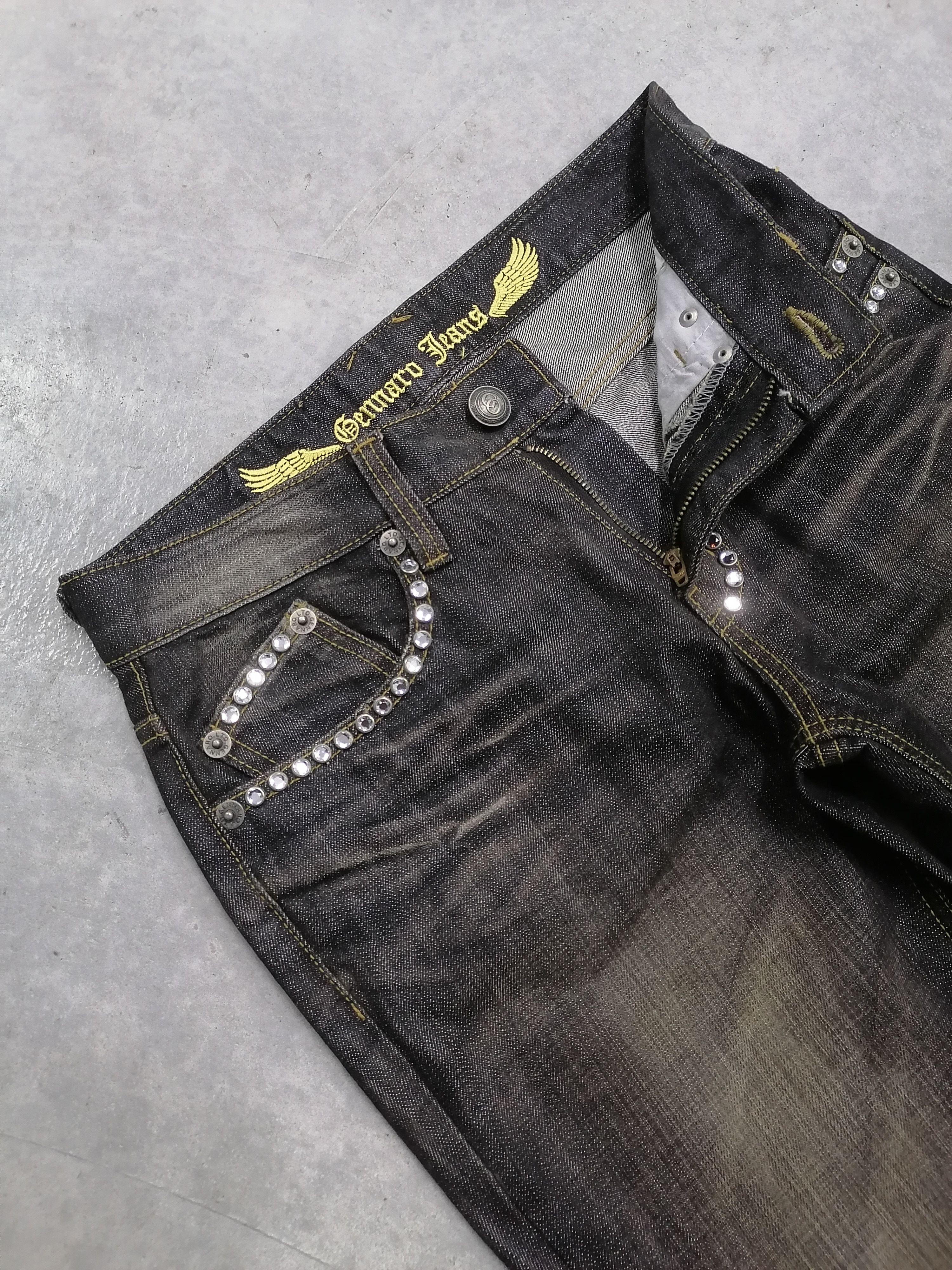 Japanese Brand FLARED🔥Gennaro Jeans Black Distressed Denim Pants⚡⚡⚡ Size US 28 / EU 44 - 6 Thumbnail