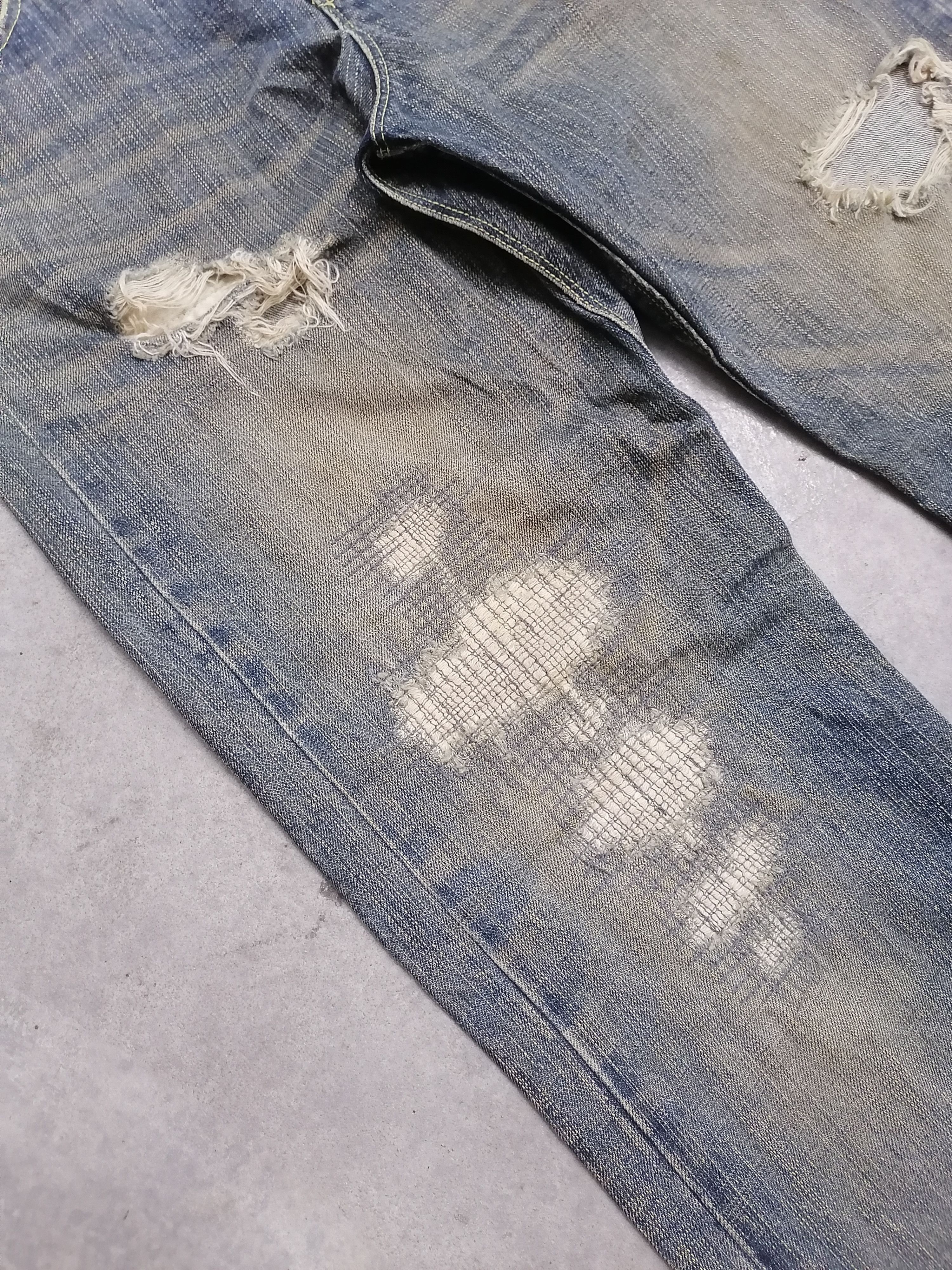 Japanese Brand 🔥Victim Rip Patchwork Distressed Denim Pants⚡⚡⚡ Size US 35 - 6 Thumbnail