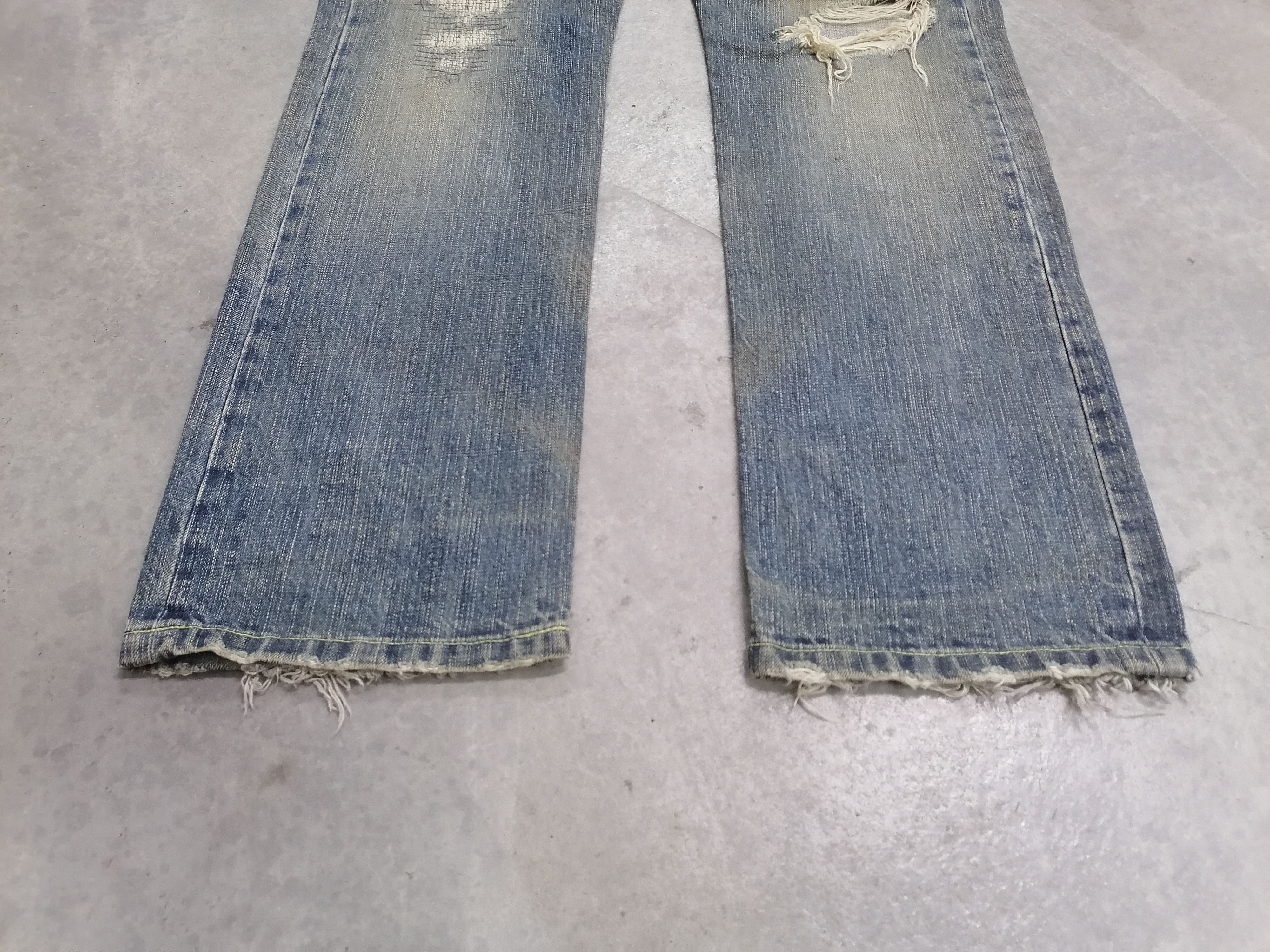 Japanese Brand 🔥Victim Rip Patchwork Distressed Denim Pants⚡⚡⚡ Size US 35 - 3 Thumbnail