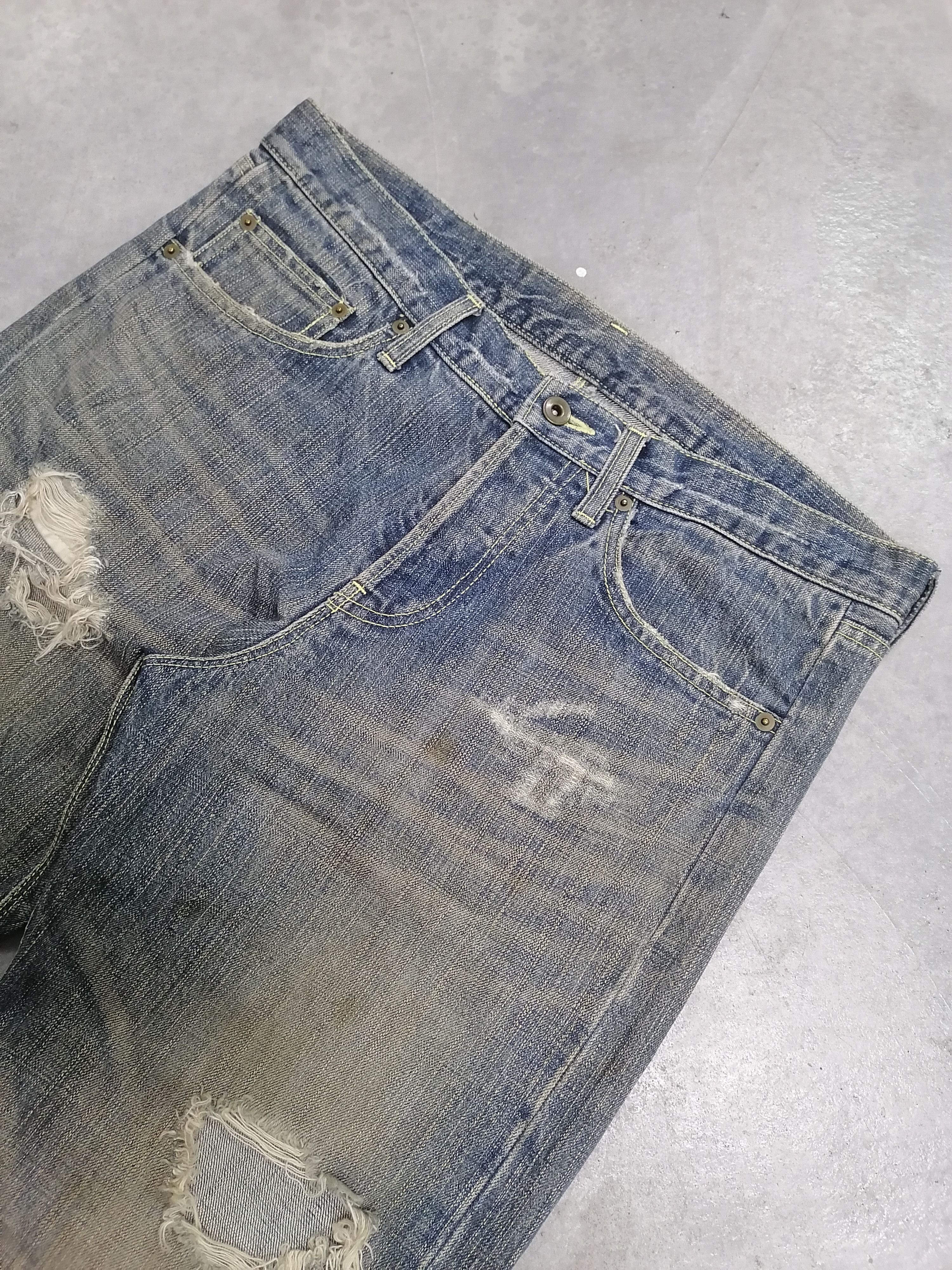 Japanese Brand 🔥Victim Rip Patchwork Distressed Denim Pants⚡⚡⚡ Size US 35 - 5 Thumbnail