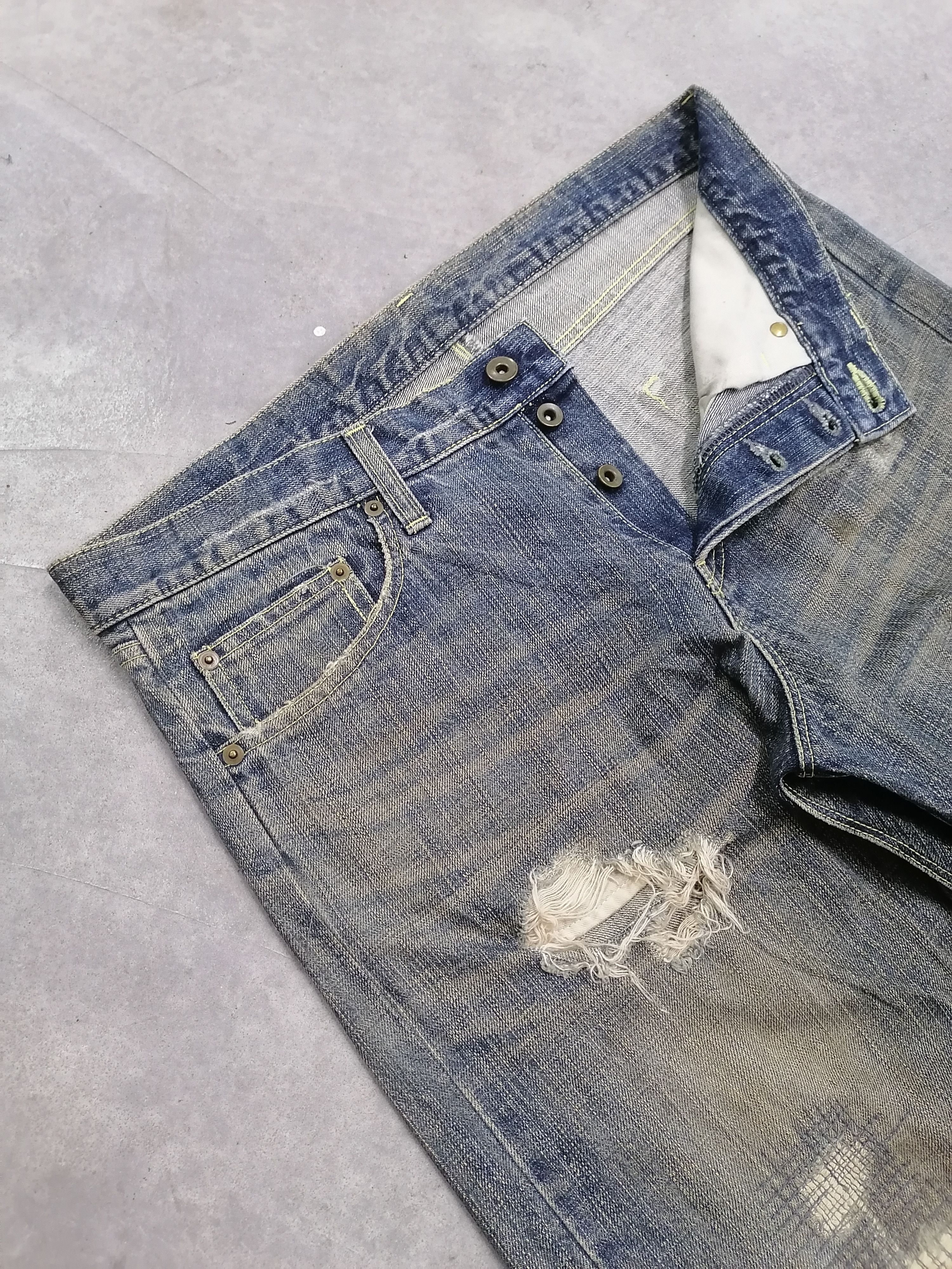 Japanese Brand 🔥Victim Rip Patchwork Distressed Denim Pants⚡⚡⚡ Size US 35 - 7 Thumbnail