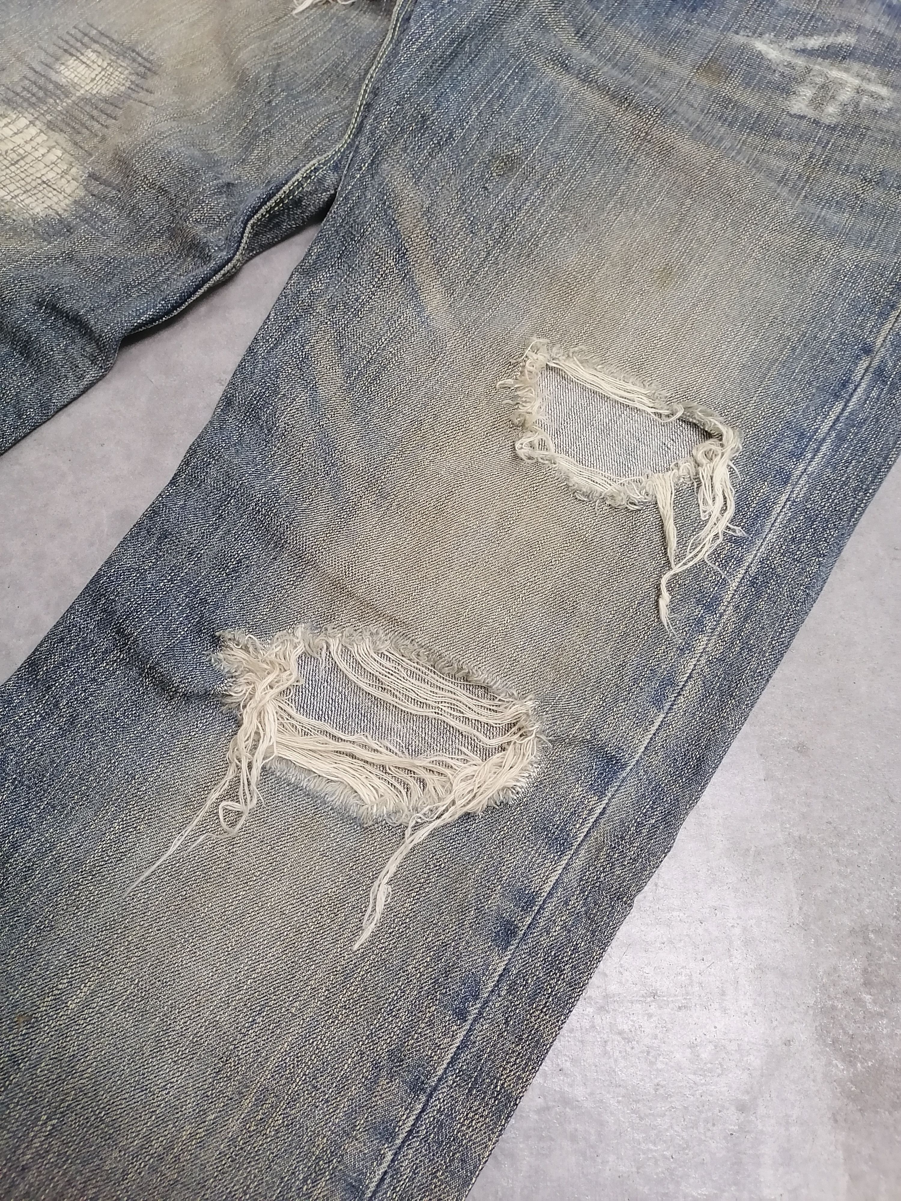 Japanese Brand 🔥Victim Rip Patchwork Distressed Denim Pants⚡⚡⚡ Size US 35 - 4 Thumbnail