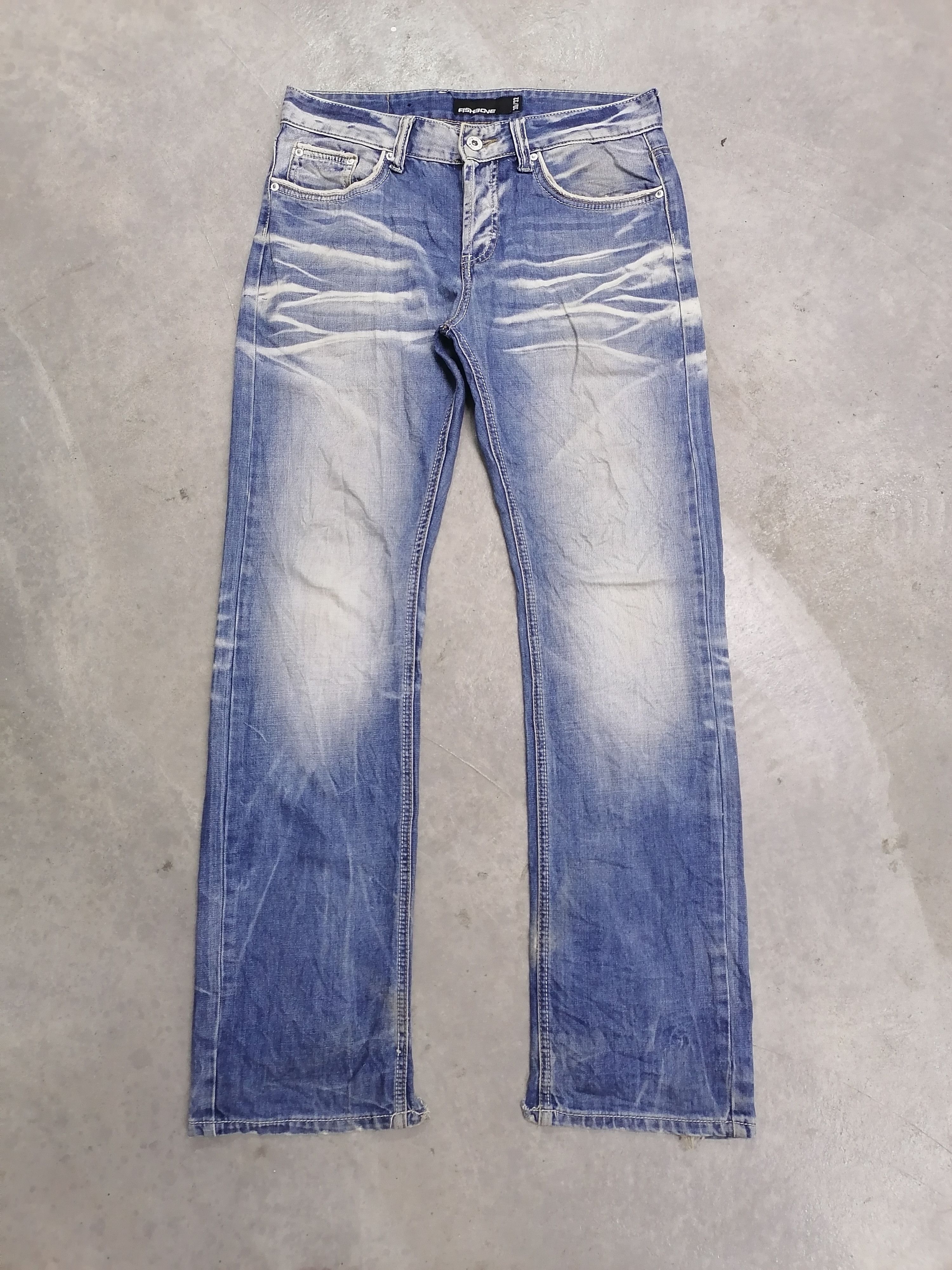 Japanese Brand 🔥Fishbone Faded Wash Distressed Denim Pants⚡⚡⚡ Size US 32 / EU 48 - 2 Thumbnail