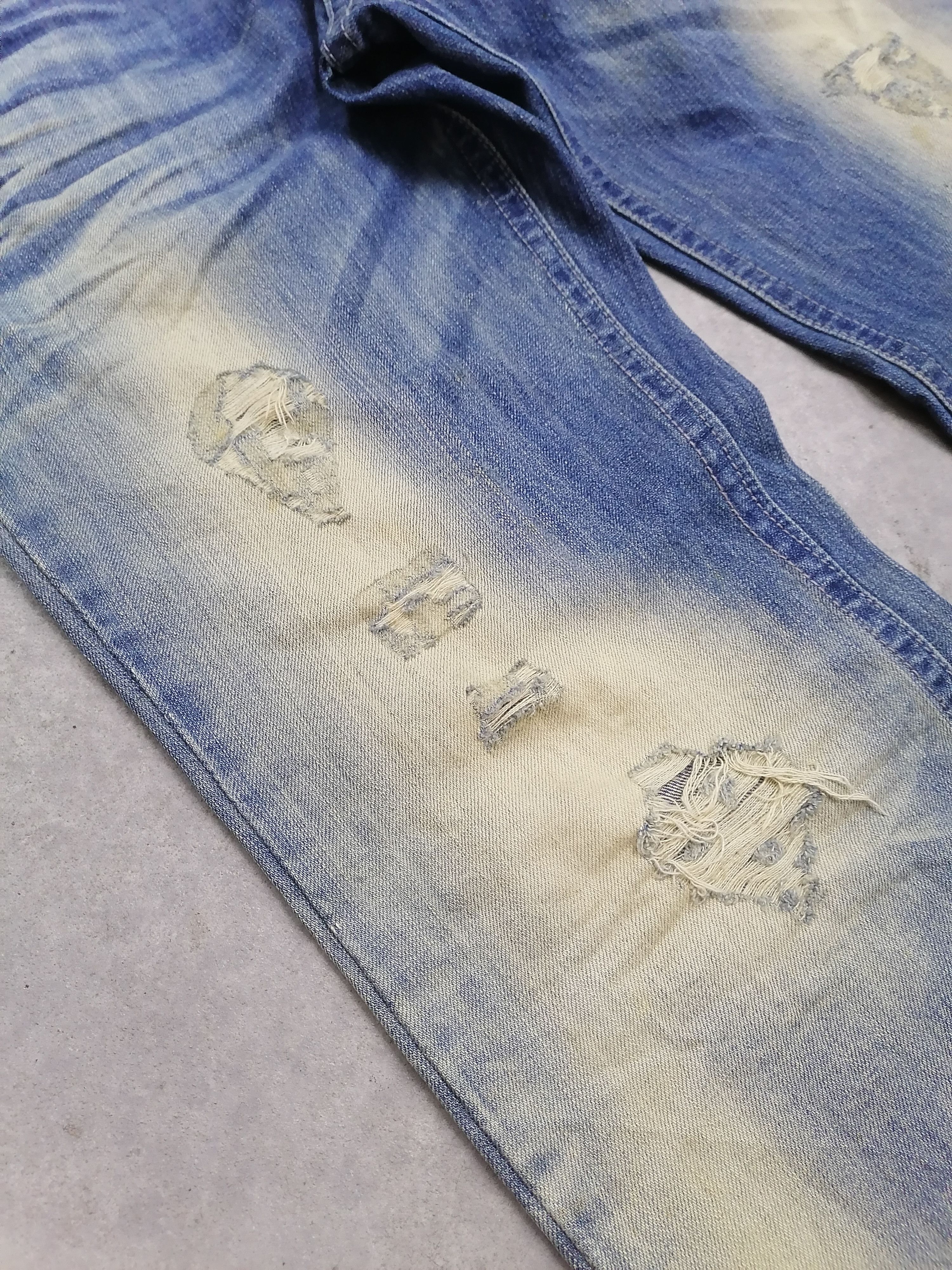Hysteric Glamour 🔥Inter Face Rip Faded Blue Distressed Denim Pants⚡⚡⚡ Size US 33 - 6 Thumbnail