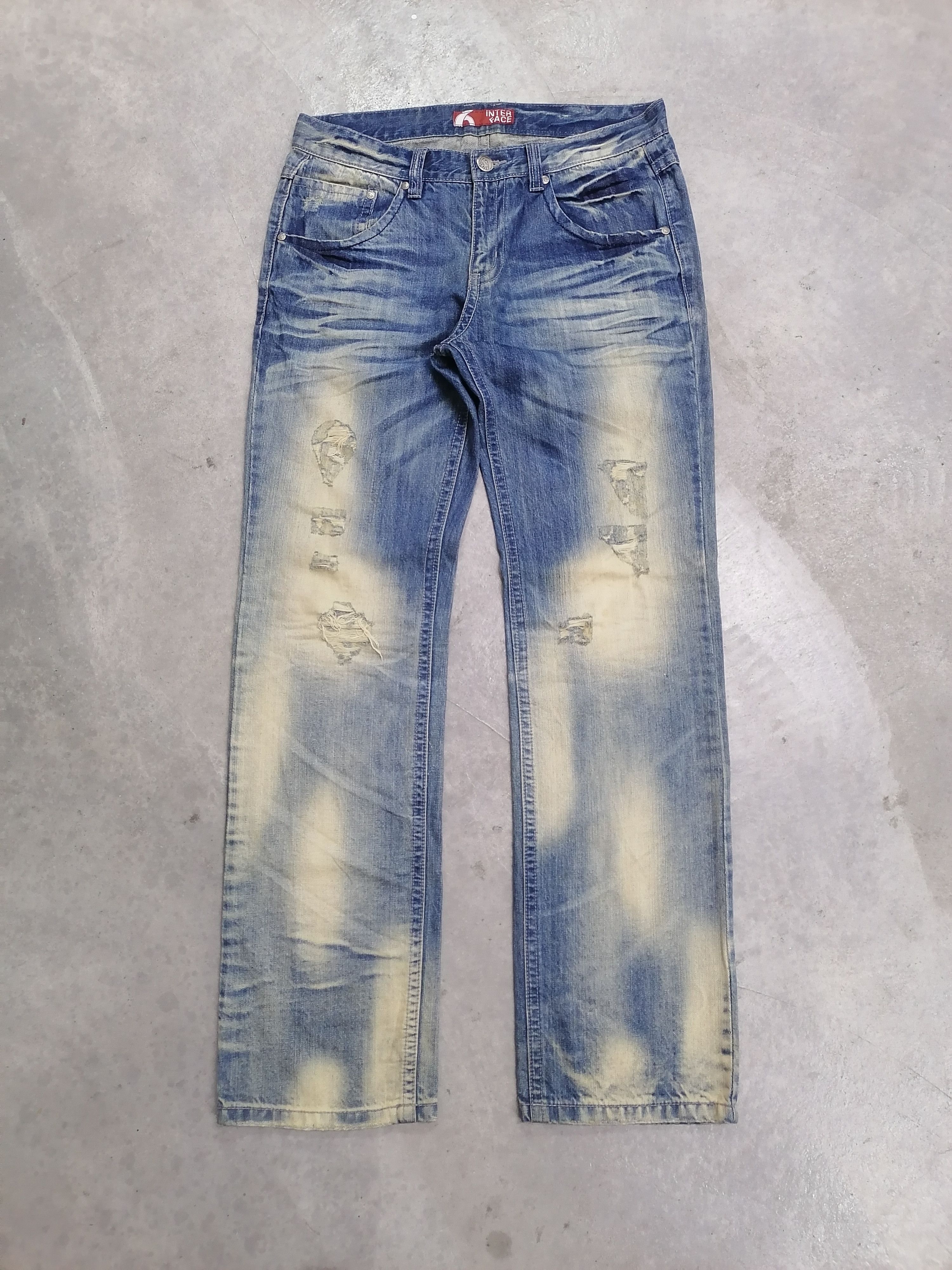 Hysteric Glamour 🔥Inter Face Rip Faded Blue Distressed Denim Pants⚡⚡⚡ Size US 33 - 2 Thumbnail