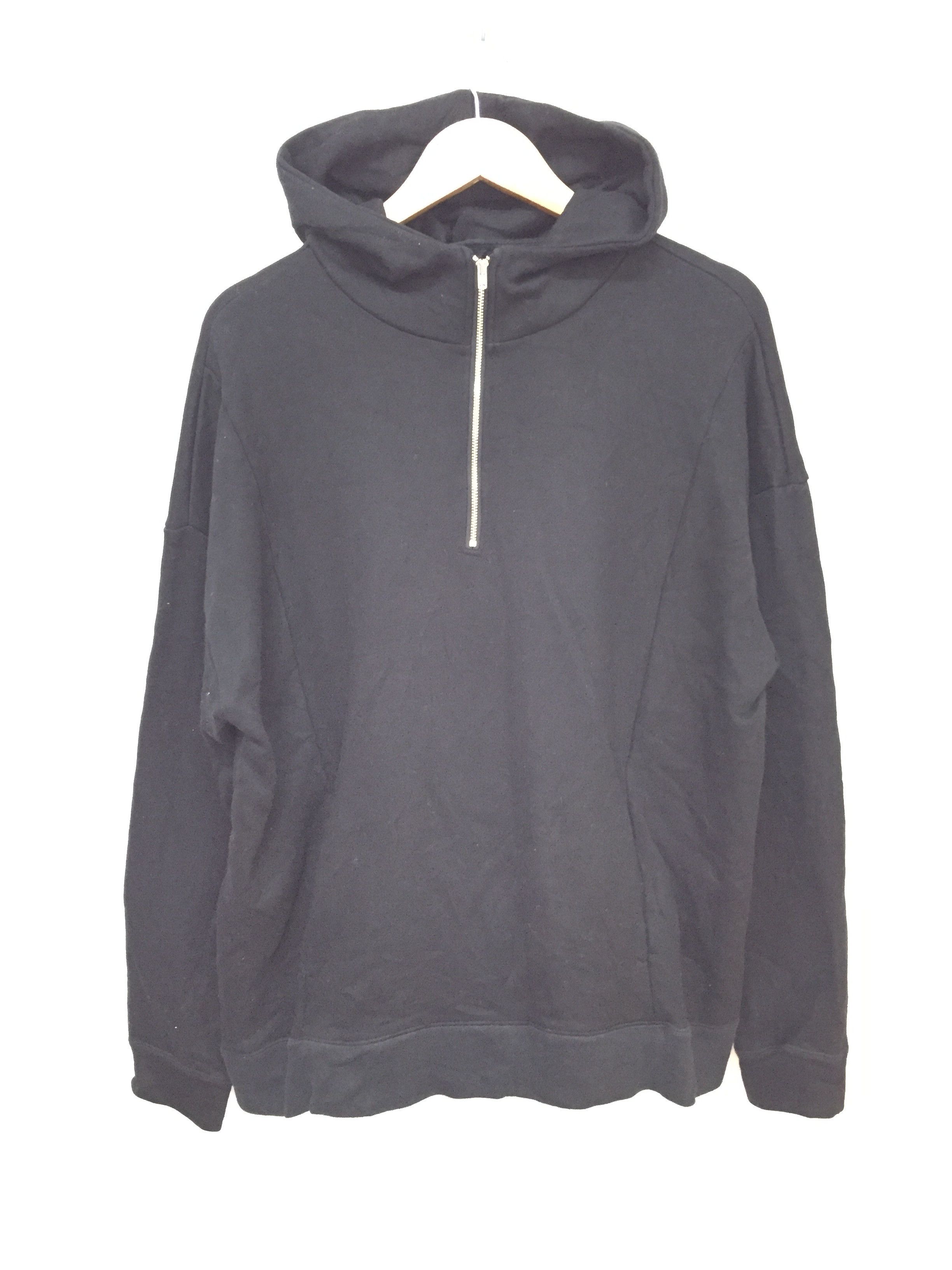 image of Studious Anorak Paneled Oversize Loopwheeler Hoodie in Black, Men's (Size Medium)