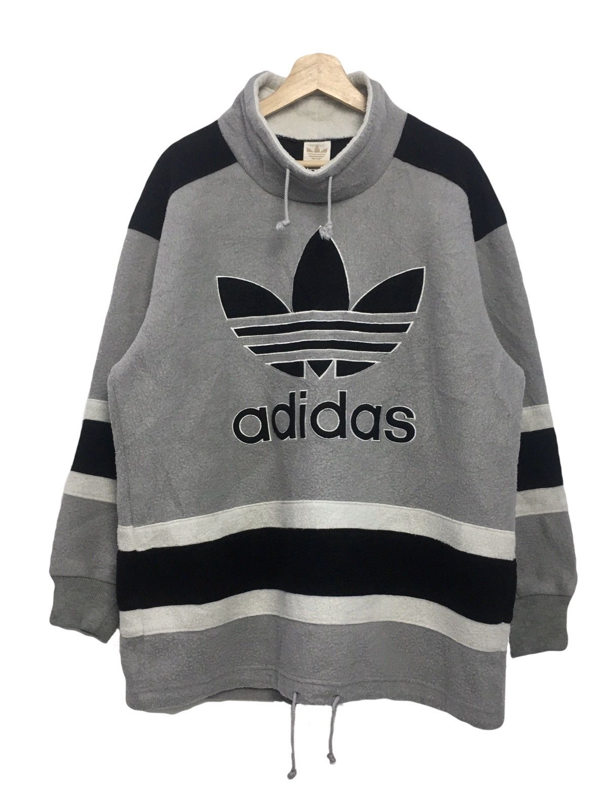 Vintage 90s Adidas Trefoil Big Logo Fleece deep pile