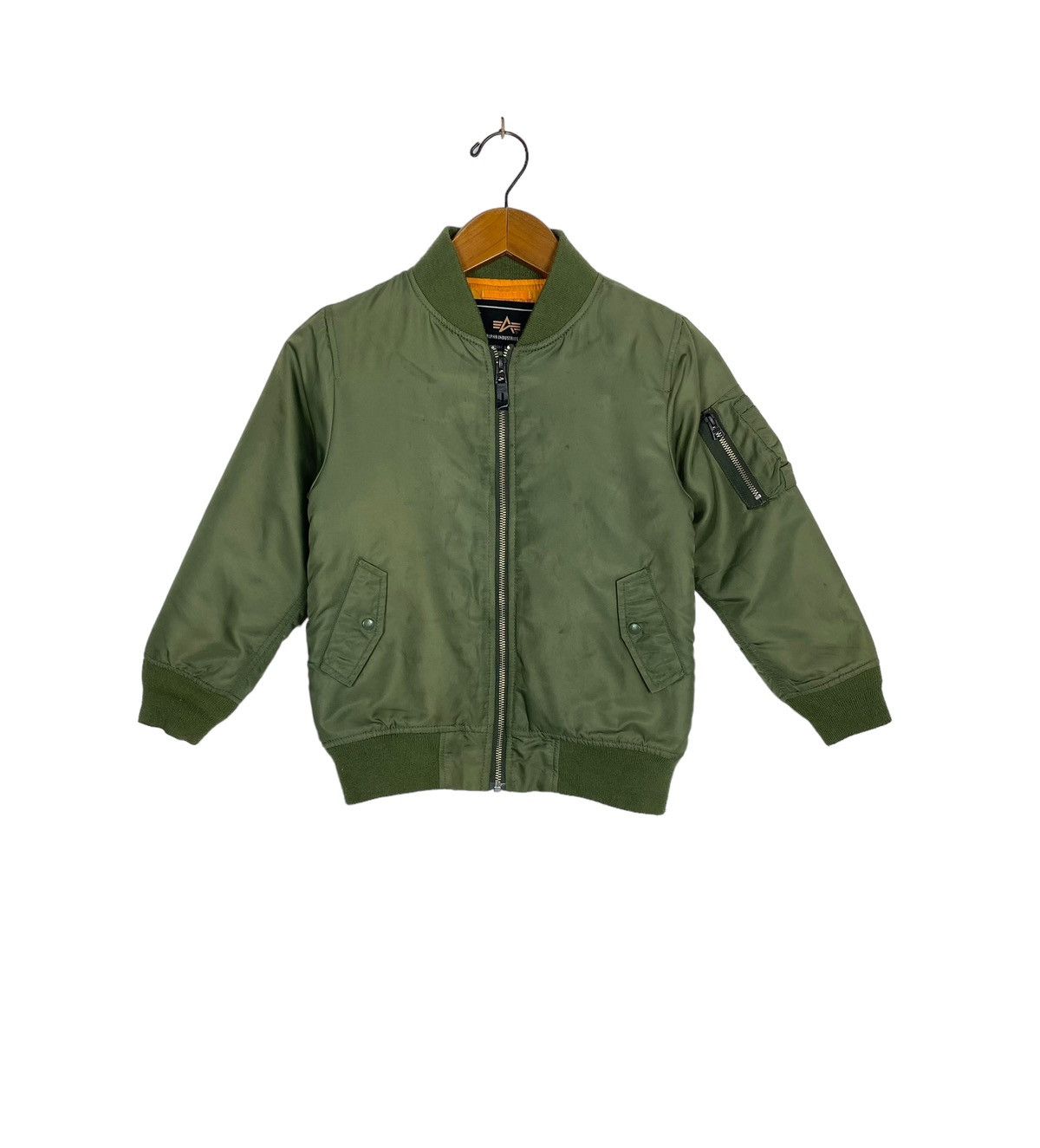 image of Alpha Industries Bomber Jacket Kids Size in Green