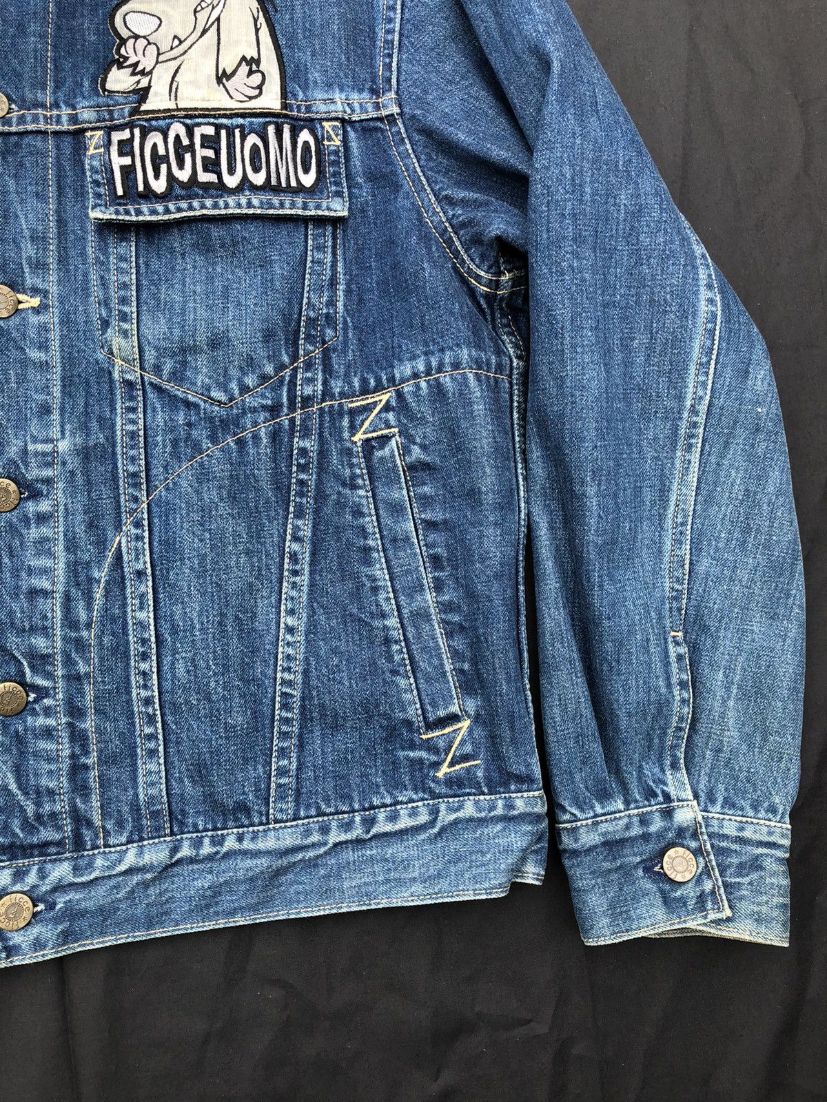 Japanese Brand Vintage 90s Ficce Jeans X Hanna-Barbera Denim Trucker Jacket Size US M / EU 48-50 / 2 - 10 Thumbnail