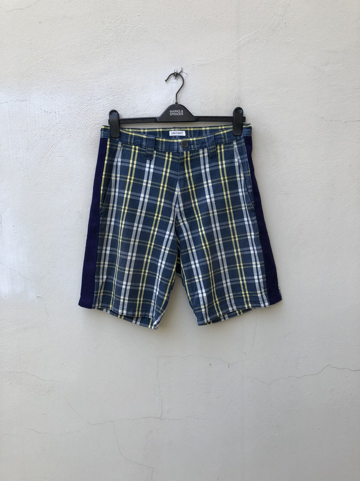 Japanese Brand Vintage Milk Boy Japan Side Tape Checkered Short Pant Size US 31 - 6 Thumbnail