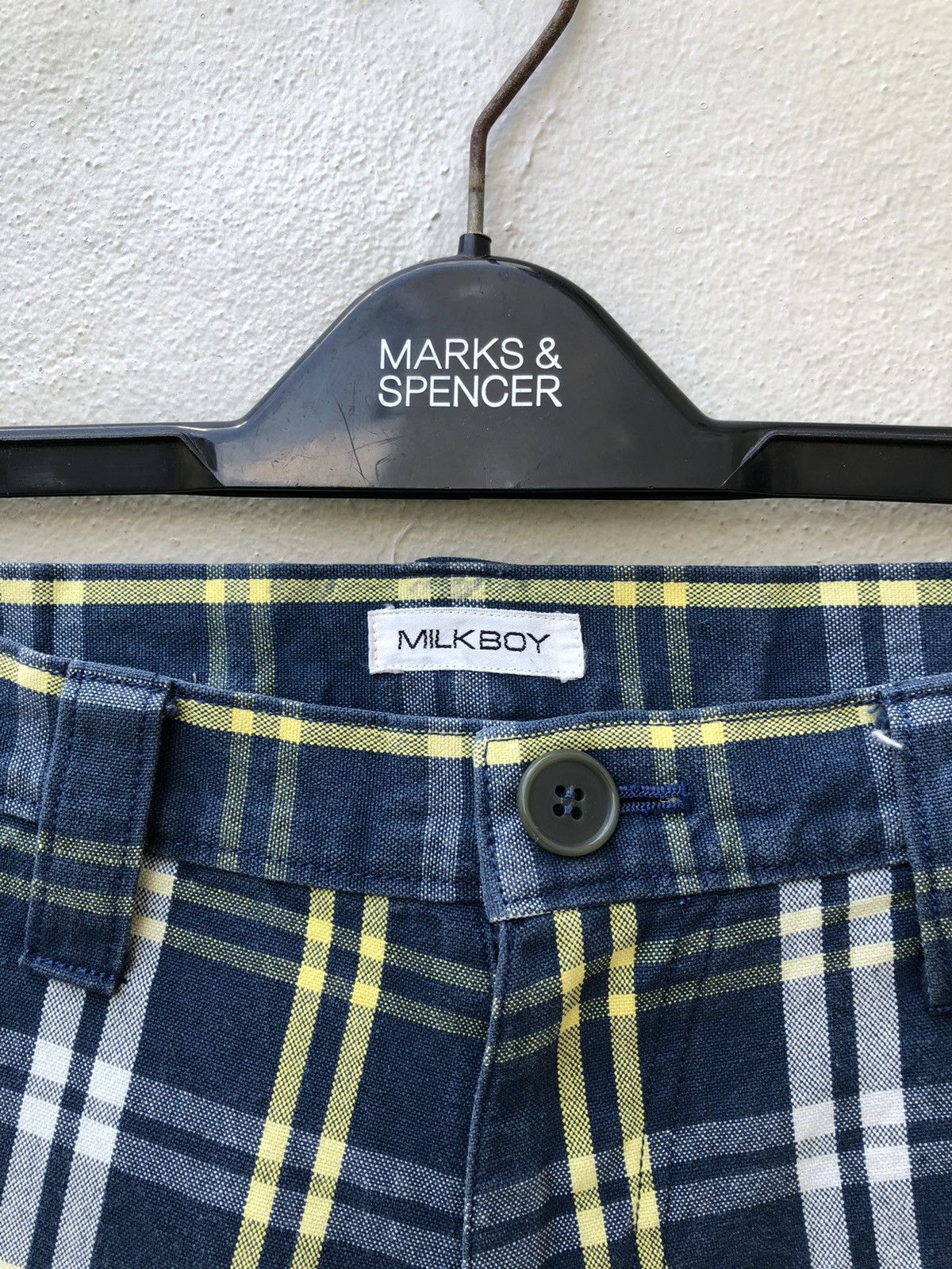 Japanese Brand Vintage Milk Boy Japan Side Tape Checkered Short Pant Size US 31 - 8 Thumbnail